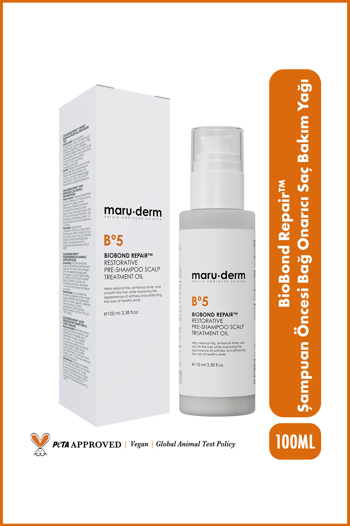 Maru.Derm BioBond Repair™ Şampuan Öncesi Bağ Onarıcı Saç Bakım Yağı 100 ML