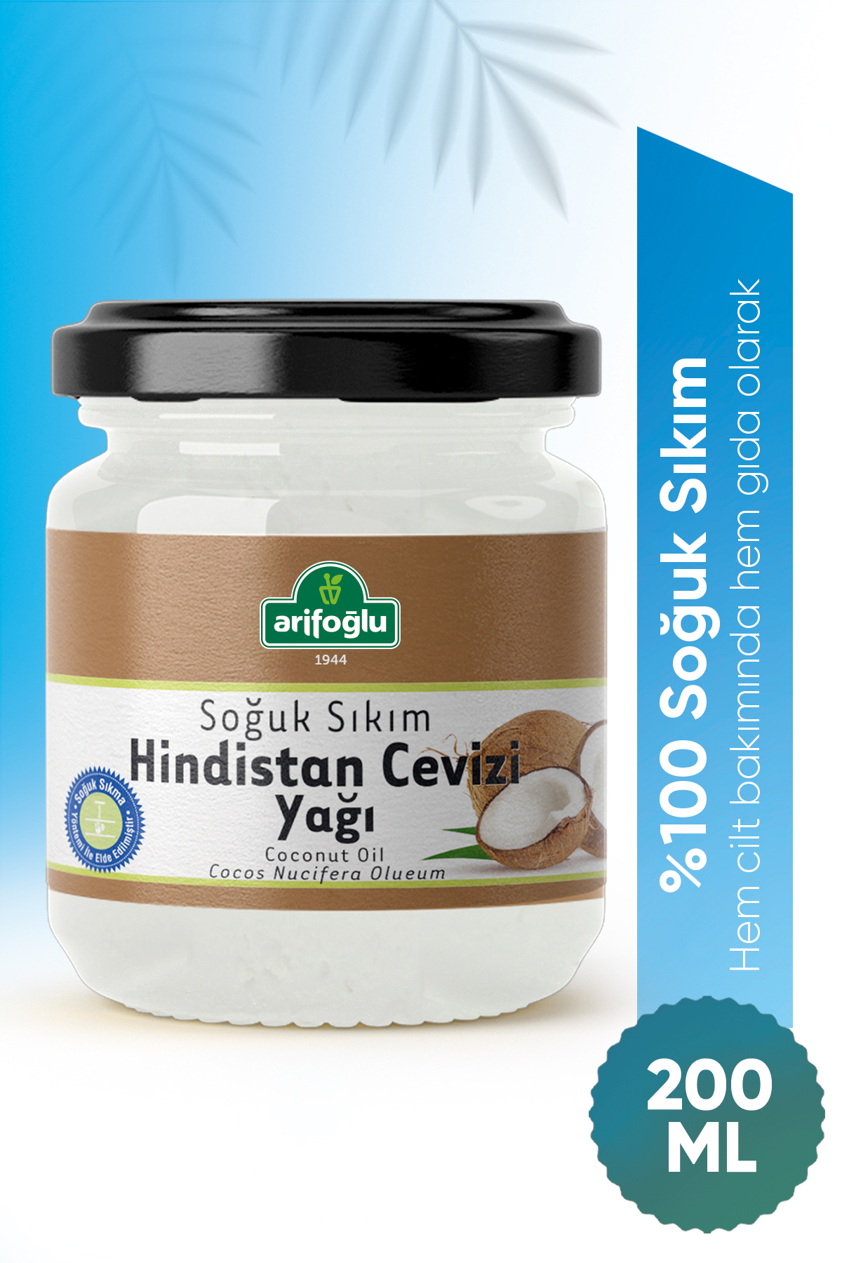 Arifoğlu Hindistan Cevizi Yağı Soğuk Sıkım 200 Ml %100 Doğal