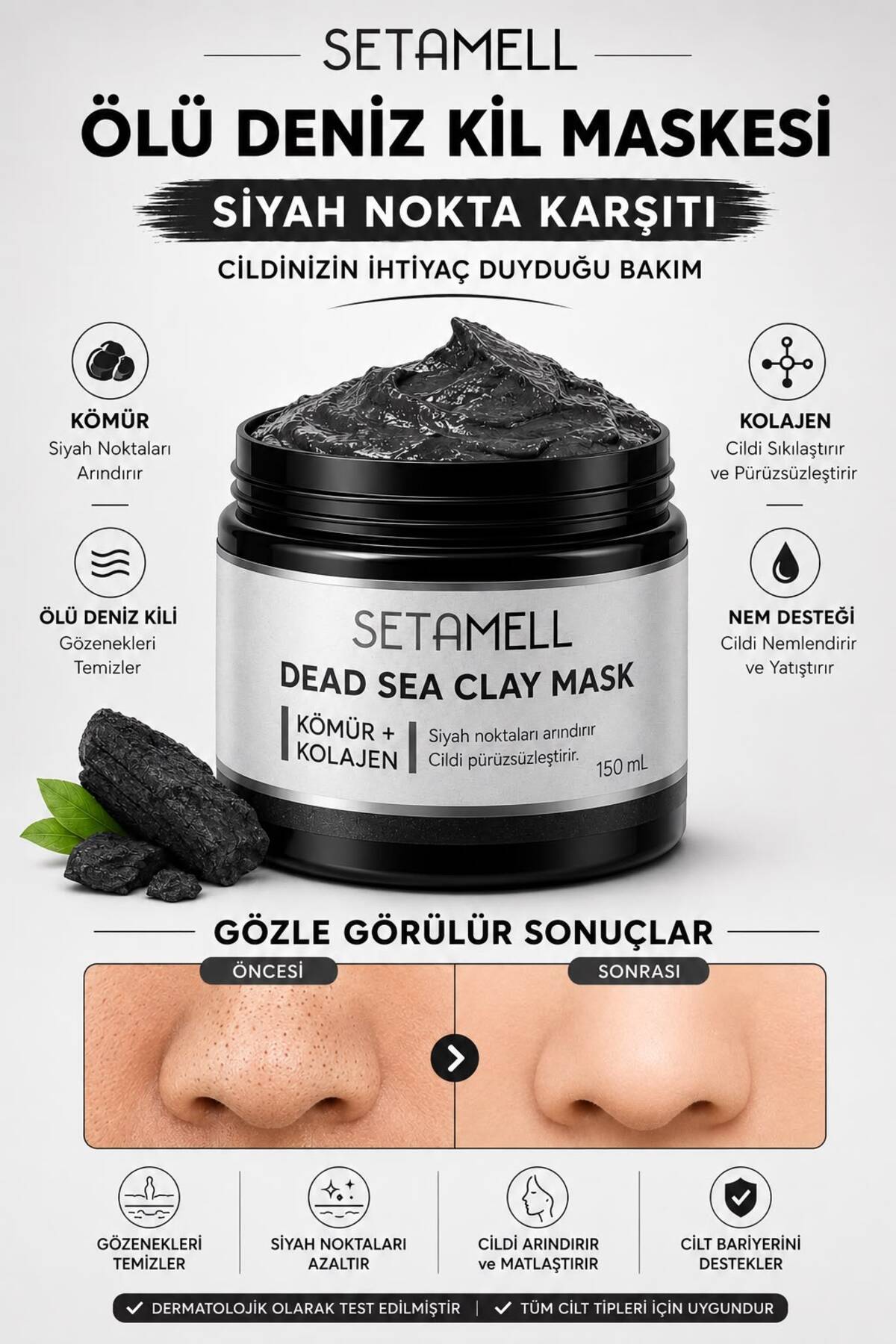 Setamell Ölü Deniz Maskesi Kolejenli Siyah Nokta Sivılce Ve Yaslanma - Karşıtı - Collegen Mask