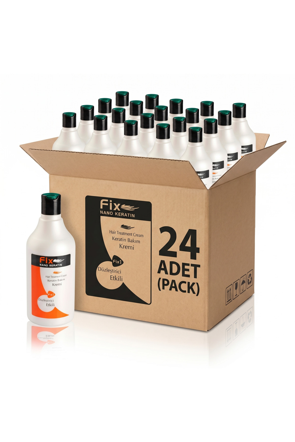 Fix Nano Keratin 18-MEA-Etkili Saç Düzleştirici Bakım Kremi 500 ml x 24 Adet (Koli İçi Avantajlı Paket)