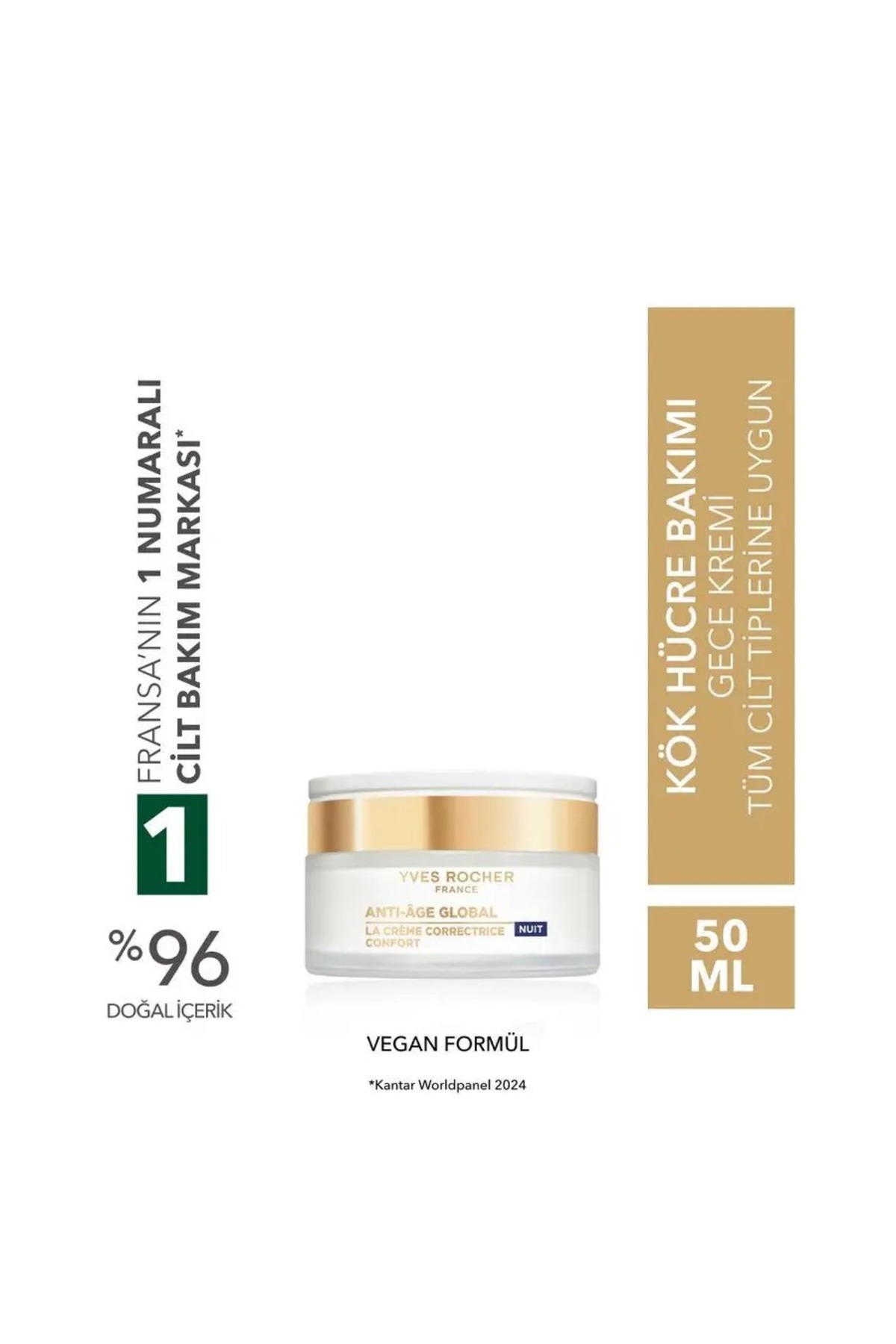 Yves Rocher Gece Kremi-Shea&E Vitamini- Yaşlanma Karşıtı Bitki Kök Hücre Bakımı Anti Age Global