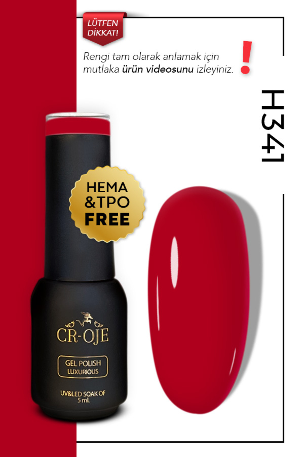 CROJE KALICI OJE Kalıcı Oje H341 Channel Kırmızısı (5 ML)