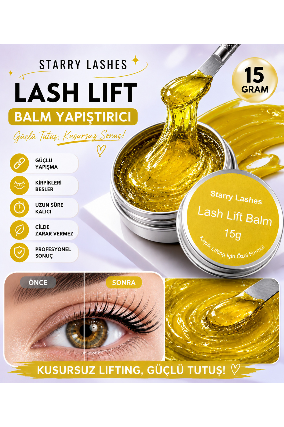 Lush Studio Sarı Balm Yapıştırıcı Ve Fırça Set Kirpik Lifting Yapıştırıcısı Balm Kolay Tarama Ve Bakım Yapar