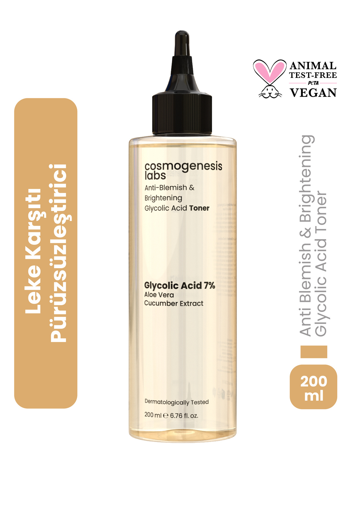 Cosmogenesis Labs Canlandırıcı ve Leke Karşıtı Glikolik Asit Tonik 200ml - Pürüzsüzleştirici Aydınlatıcı Vegan (%7 Glikolik Asit)