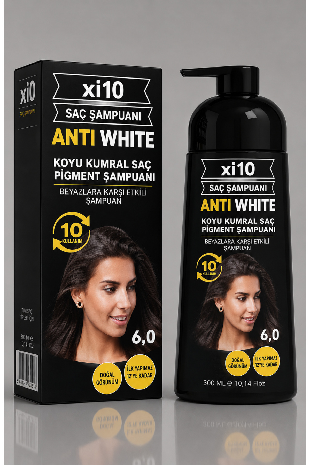 xi10 Beyaz Kapatıcı Şampuan (Koyu Kumral 6.0 ) Saç Beyaz Kapatan Şampuan (Beyaz Saçlar İçin) 300 ml.