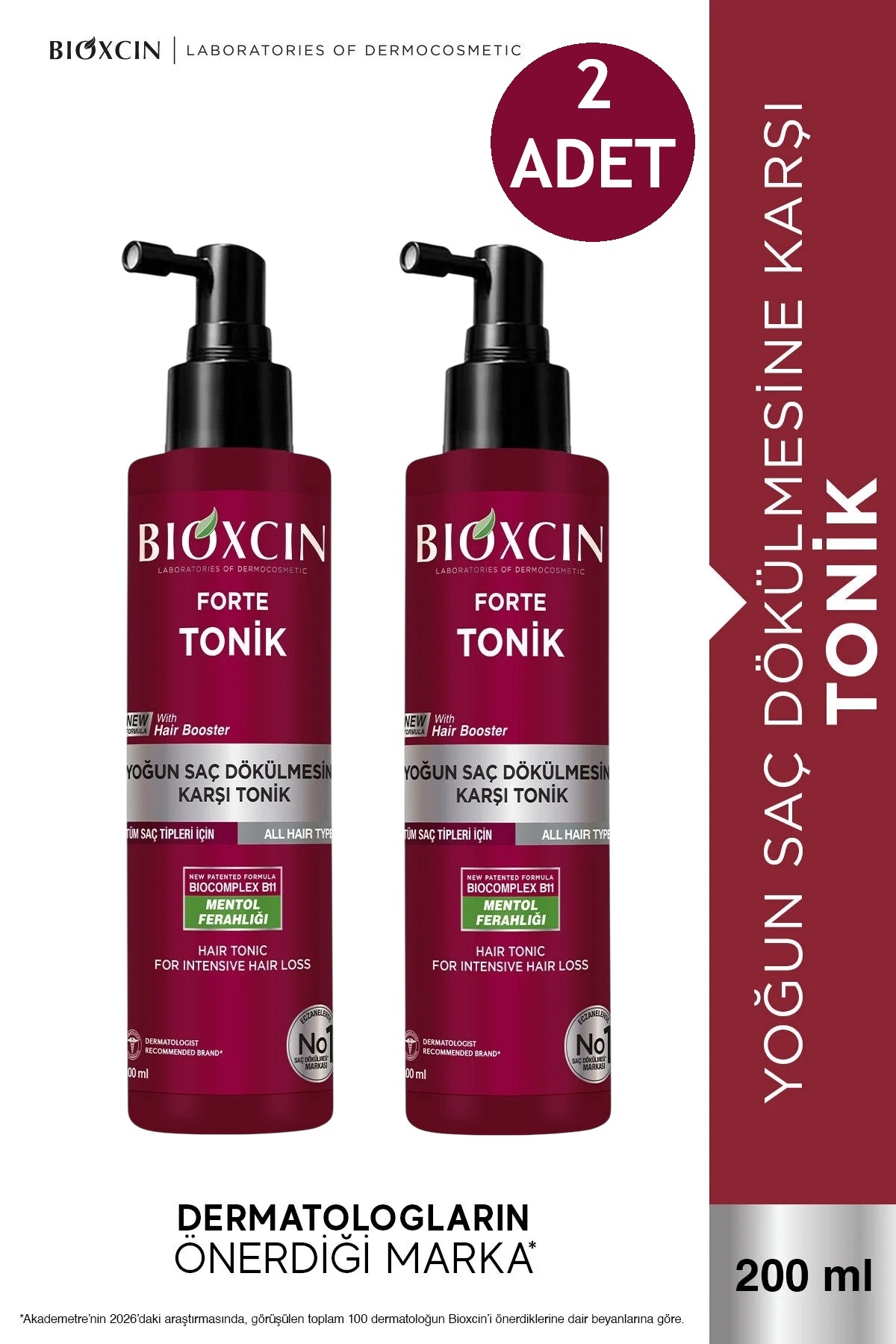 Bioxcin Forte Tonik 200 ml 2 ADET - Mentol Ferahlığı - Yoğun Saç Dökülmesine Karşı Tonik
