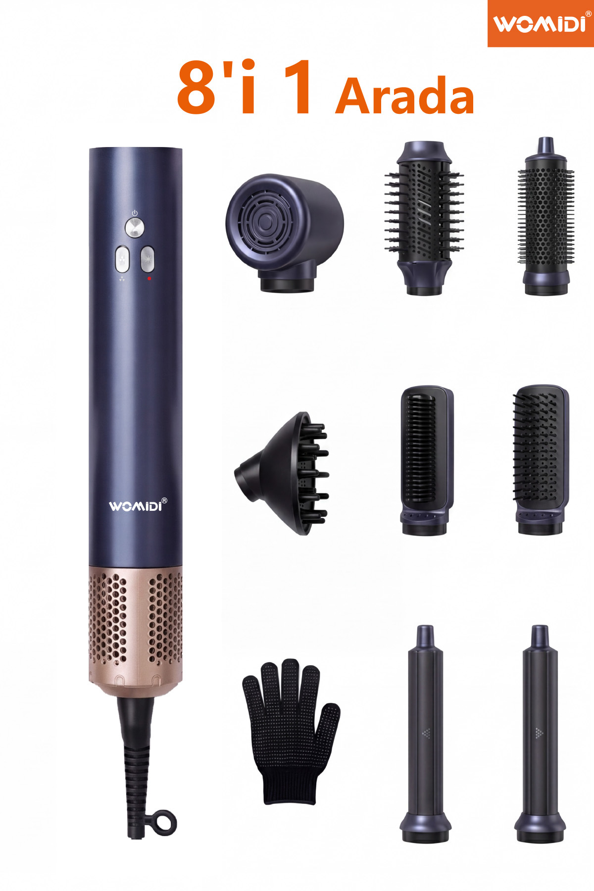 womidi Pro 8in1 Multi-styler Hava Üflemeli Saç Şekillendirici ve Kurutma Seti İyonizer Teknoloji