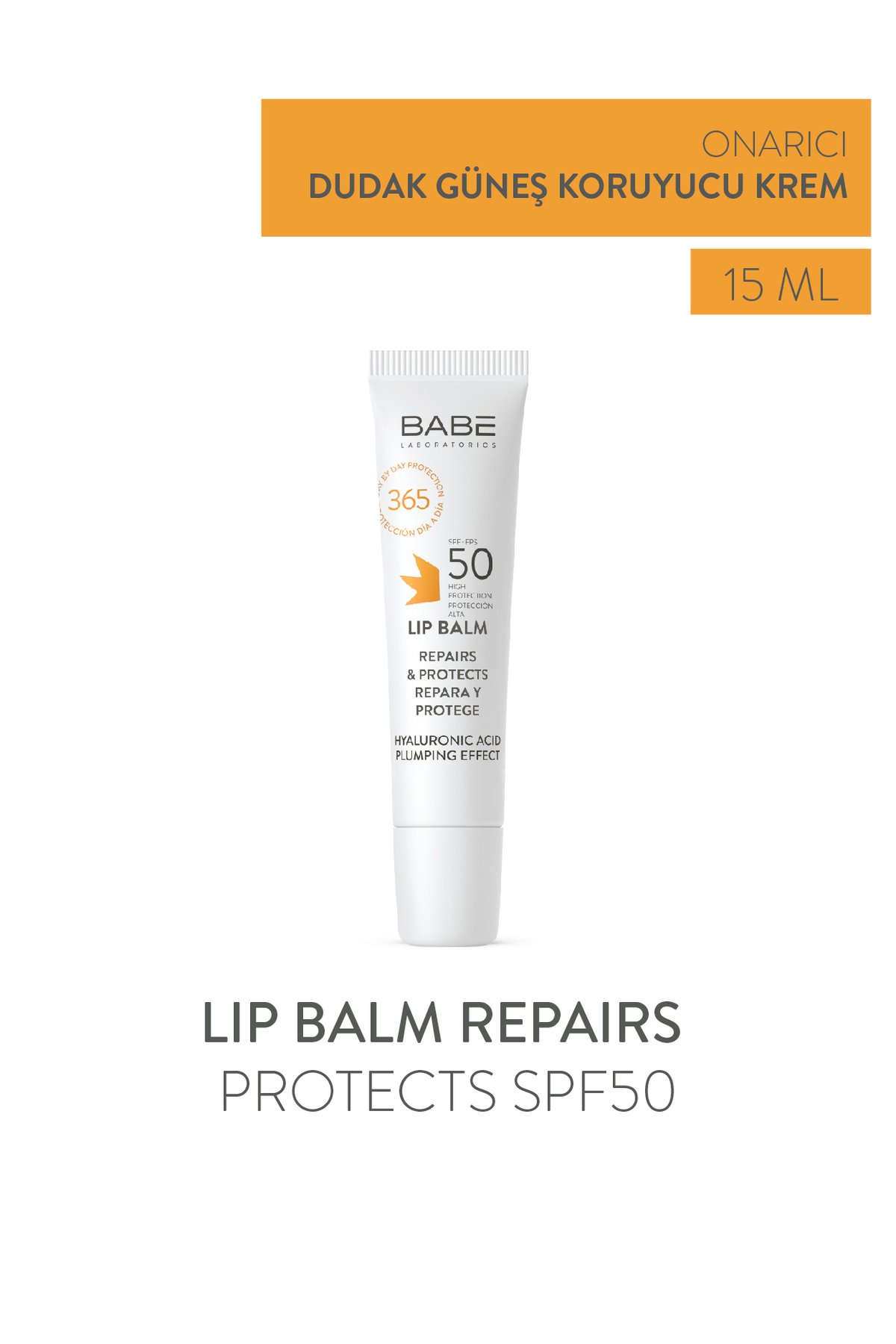 Babe Laboratorios Lip Balm Repairs Protects SPF50 15ml- Güneş Korumalı Dudak Balsamı