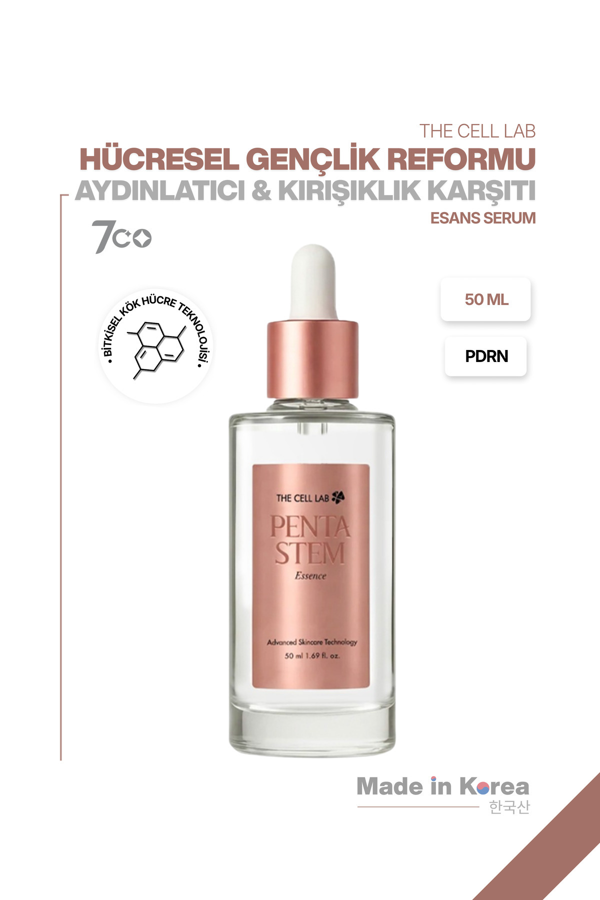 The Cell Lab PDRN +Hücre Teknolojisi | Bariyer Onarıcı | Kırışıklık Karşıtı|Beyazlatıcı &Nemlendirici Esans 50ml