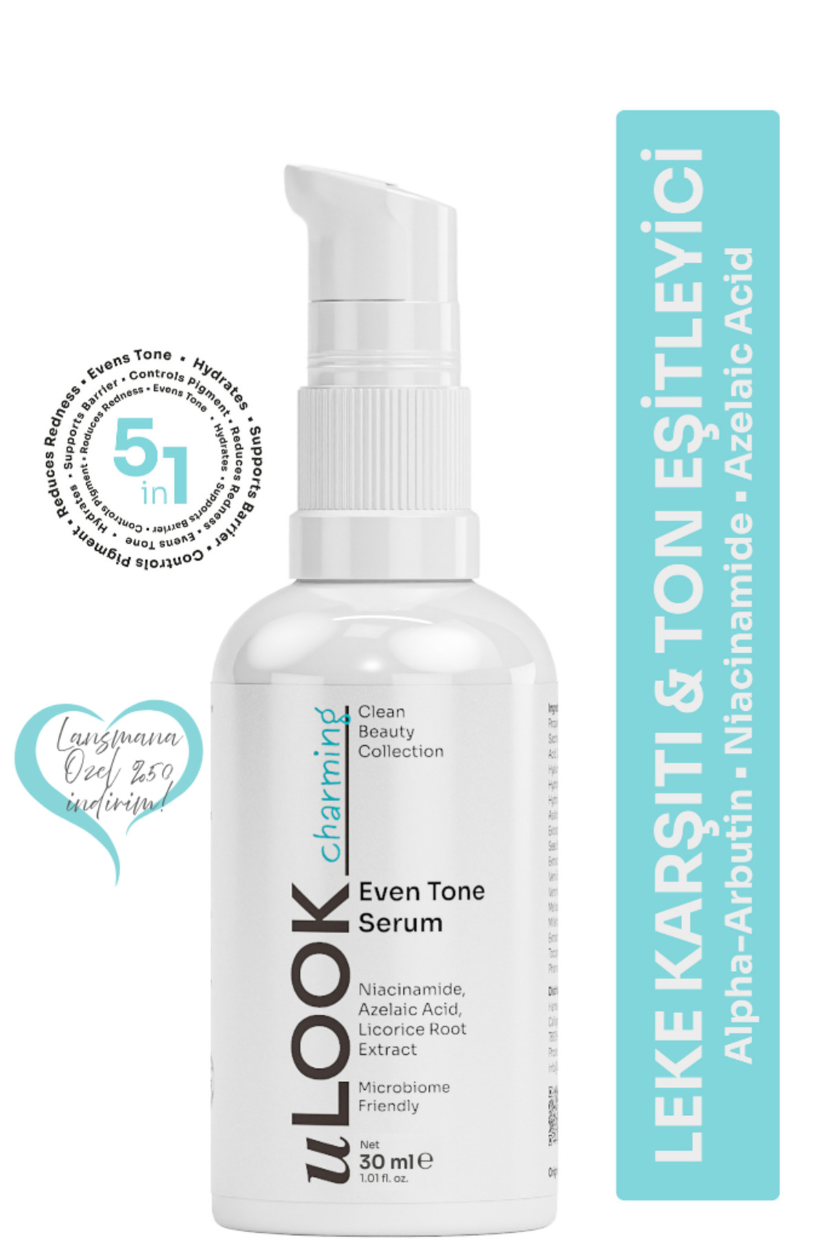 uLOOK Leke Karşıtı Cilt Tonu Eşitleyici Serum | Alpha Arbutin ve Niacinamide İçeren Aydınlatıcı Bakım | 30 ml