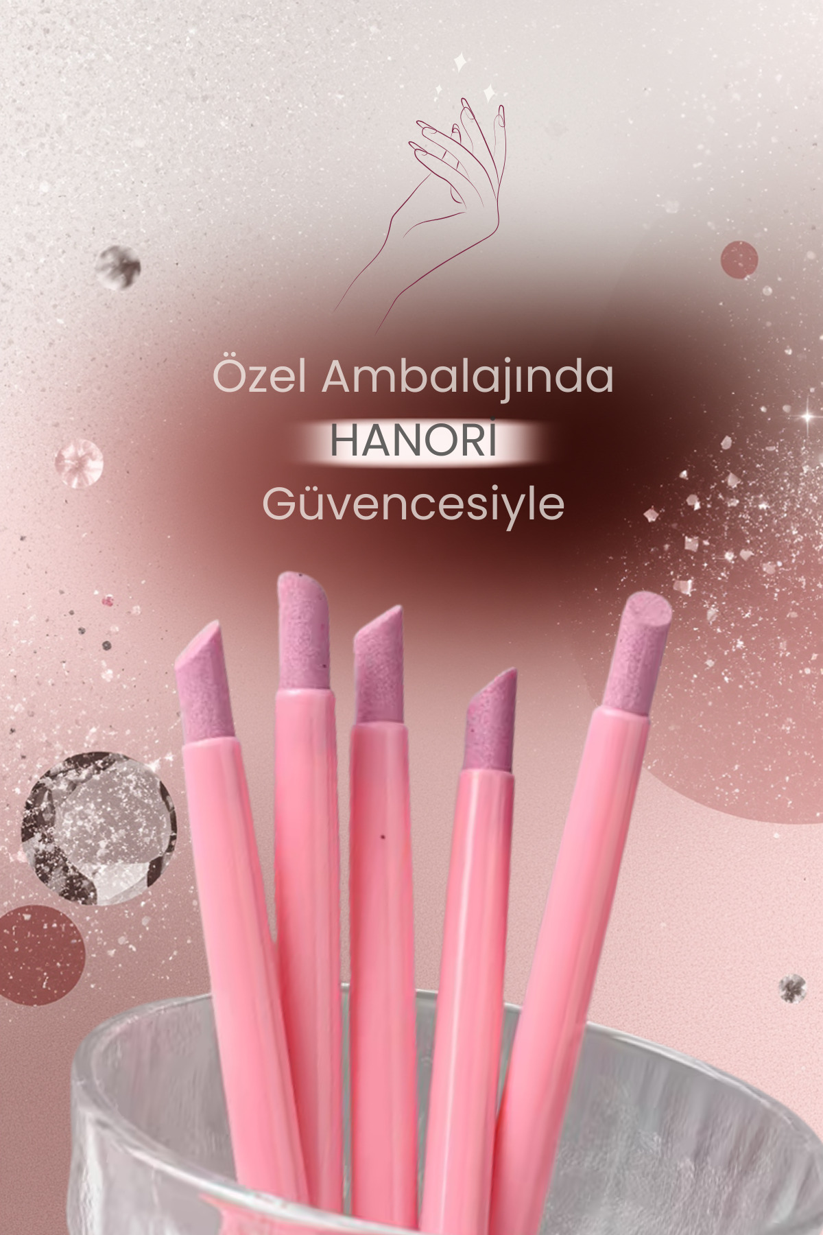 Hanori Collection Kütikül Törpüsü Pembe Renk - 1 adet - Tırnak Eti Temizleme - Evde Kolay Salon Kalitesinde Manikür Pedikür