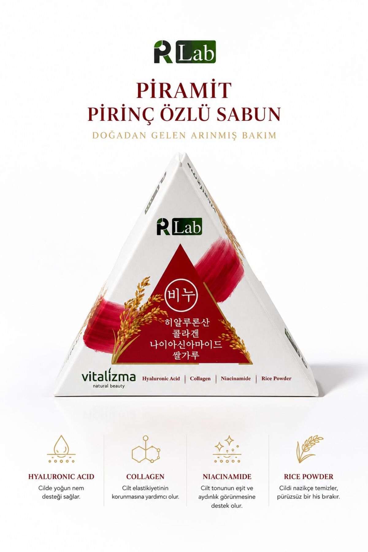 Vitalizma Pirinç Sabunu - Cilt Beyazlatıcı, Leke Karşıtı & Aydınlatıcı - Hyaluronik Asit & Kolajen