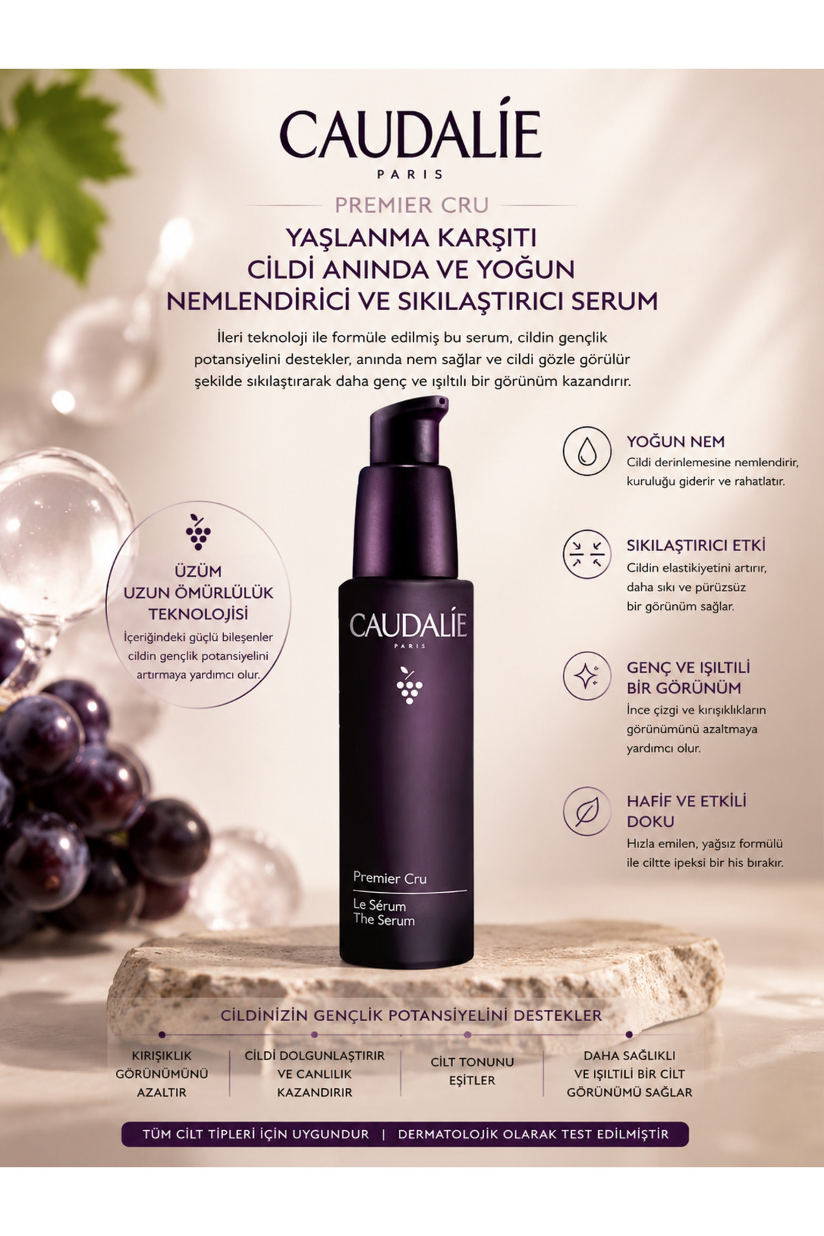 Caudalie Premier Cru Yaşlanma Karşıtı Cildi Anında ve Yoğun Nemlendirici ve Sıkılaştırıcı Serum 30ml