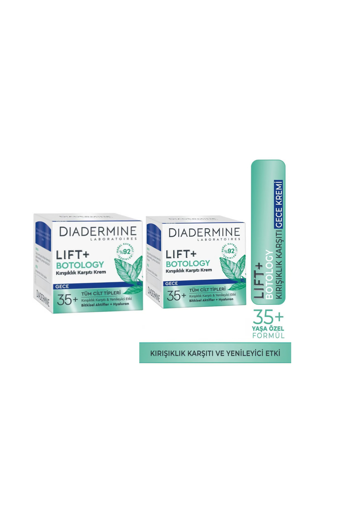 Diadermine Lift+ Botology Kırışıklık Karşıtı Gece Kremi 50 Ml. (%92 Doğal Kaynaklı) 2'li