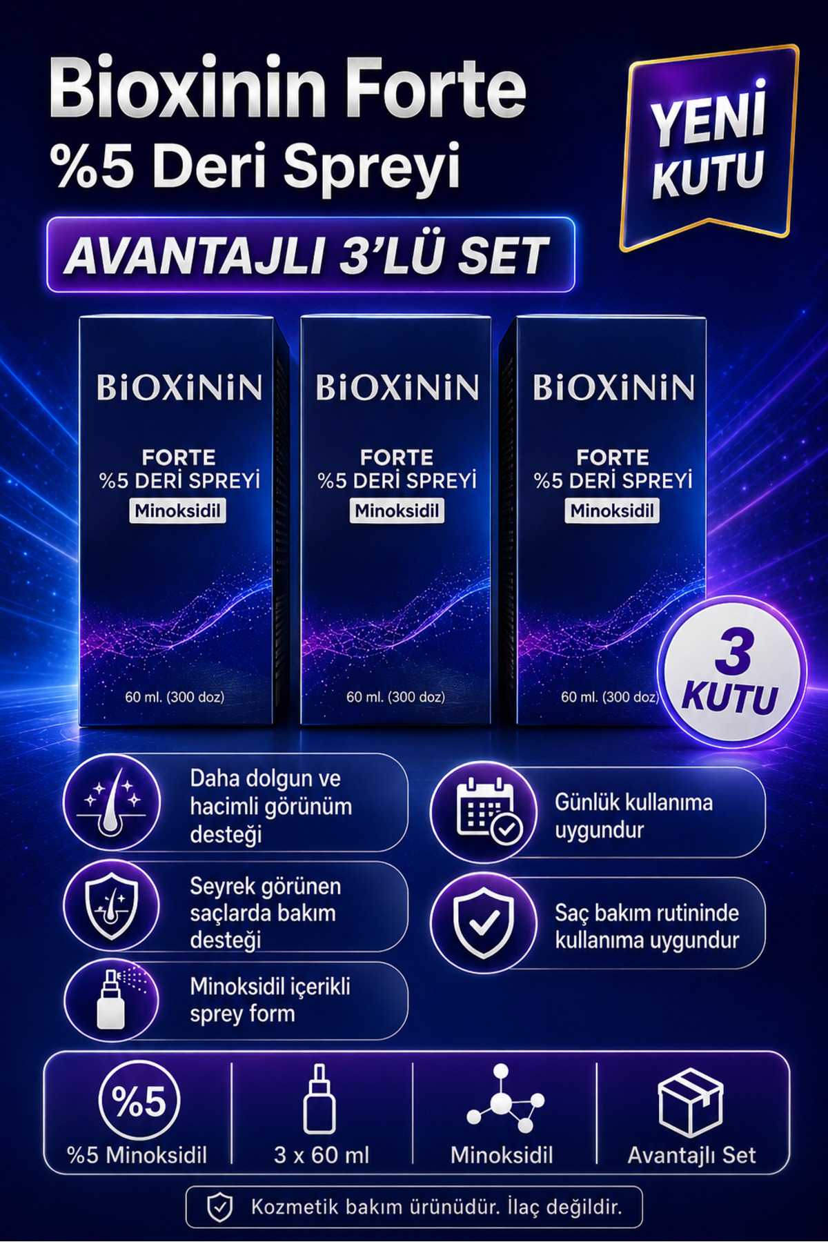 Bioxinin Forte Set Sprey 3 Al 2 Öde Yeni Kutu