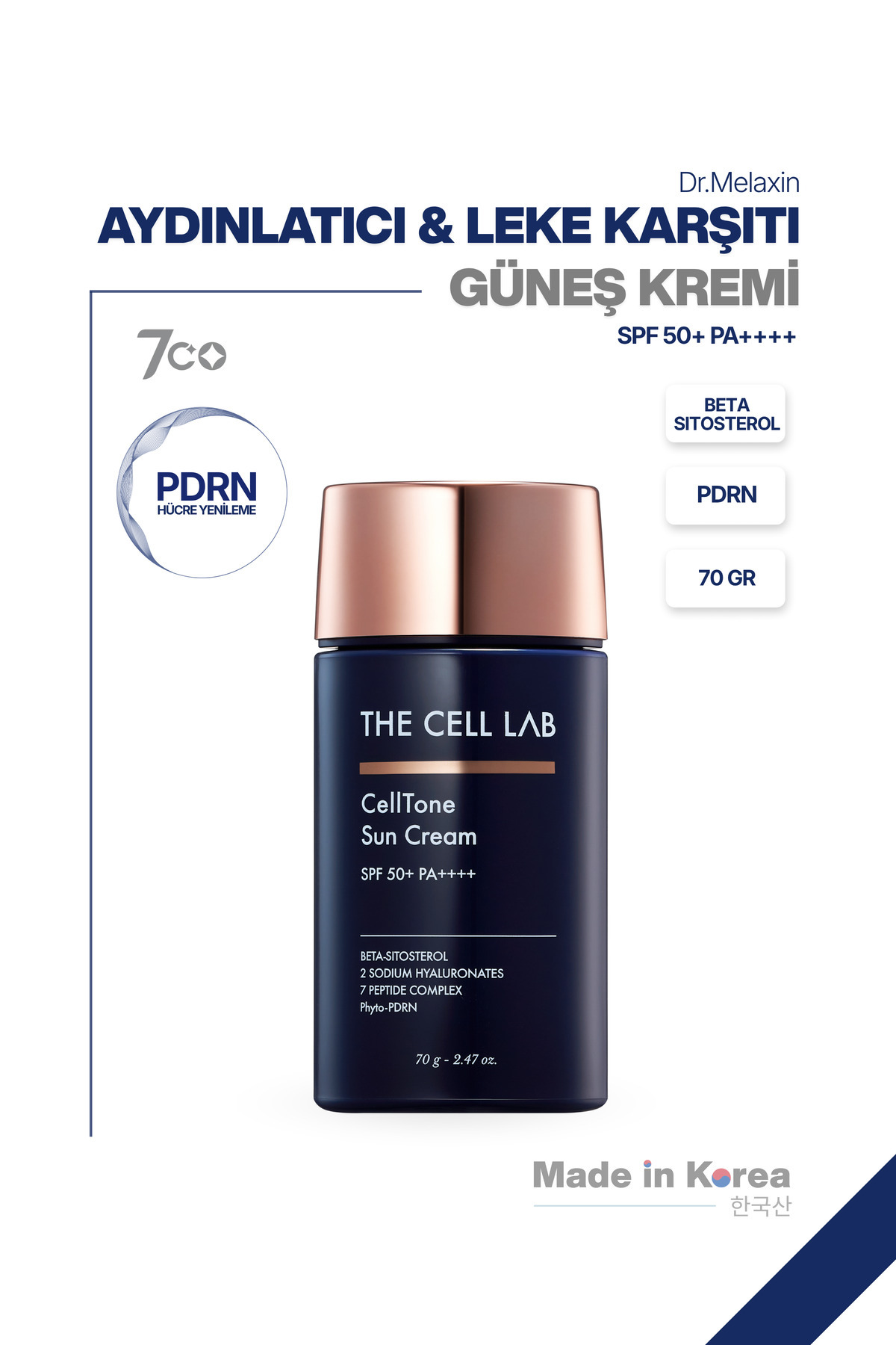 The Cell Lab Liposomal Teknolojili | PDRN | Bariyer Onarıcı & Nemlendirici Güneş Kremi SPF50+ PA++++ 70g