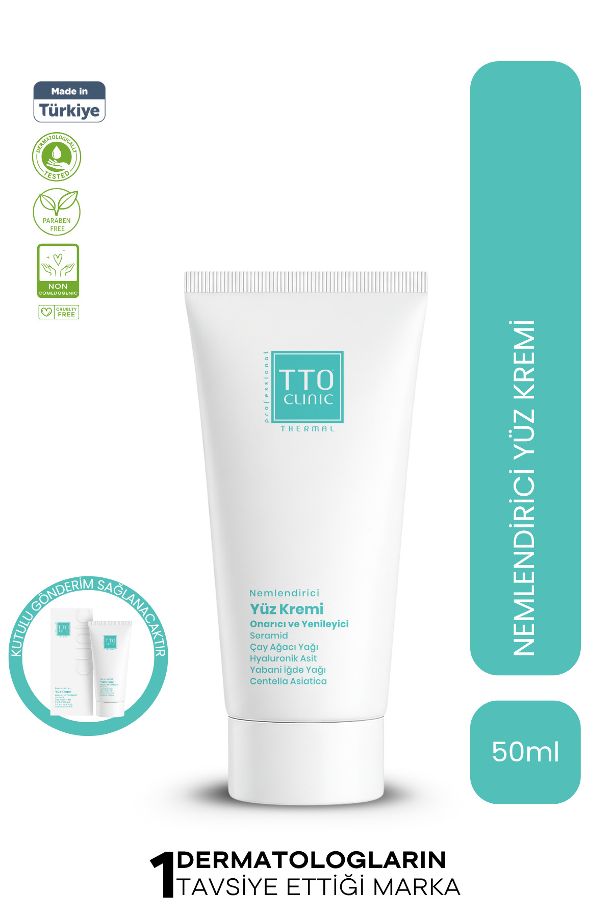 TTO Clinic Nemlendirici Yüz Kremi 50 ml - Cilt Bariyerini Destekleyen Günlük Yüz Bakım Kremi