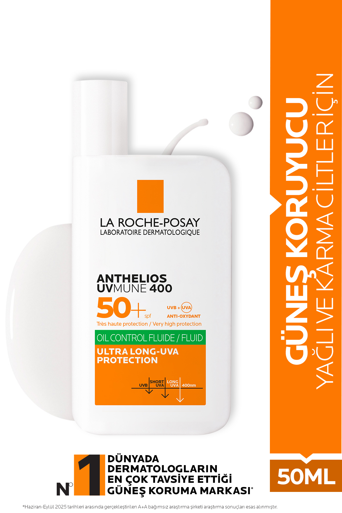 La Roche Posay Anthelios Oil Control Fluid SPF50+ Yağlı ve Akne Eğilimli Ciltler İçin Güneş Kremi 50 ML