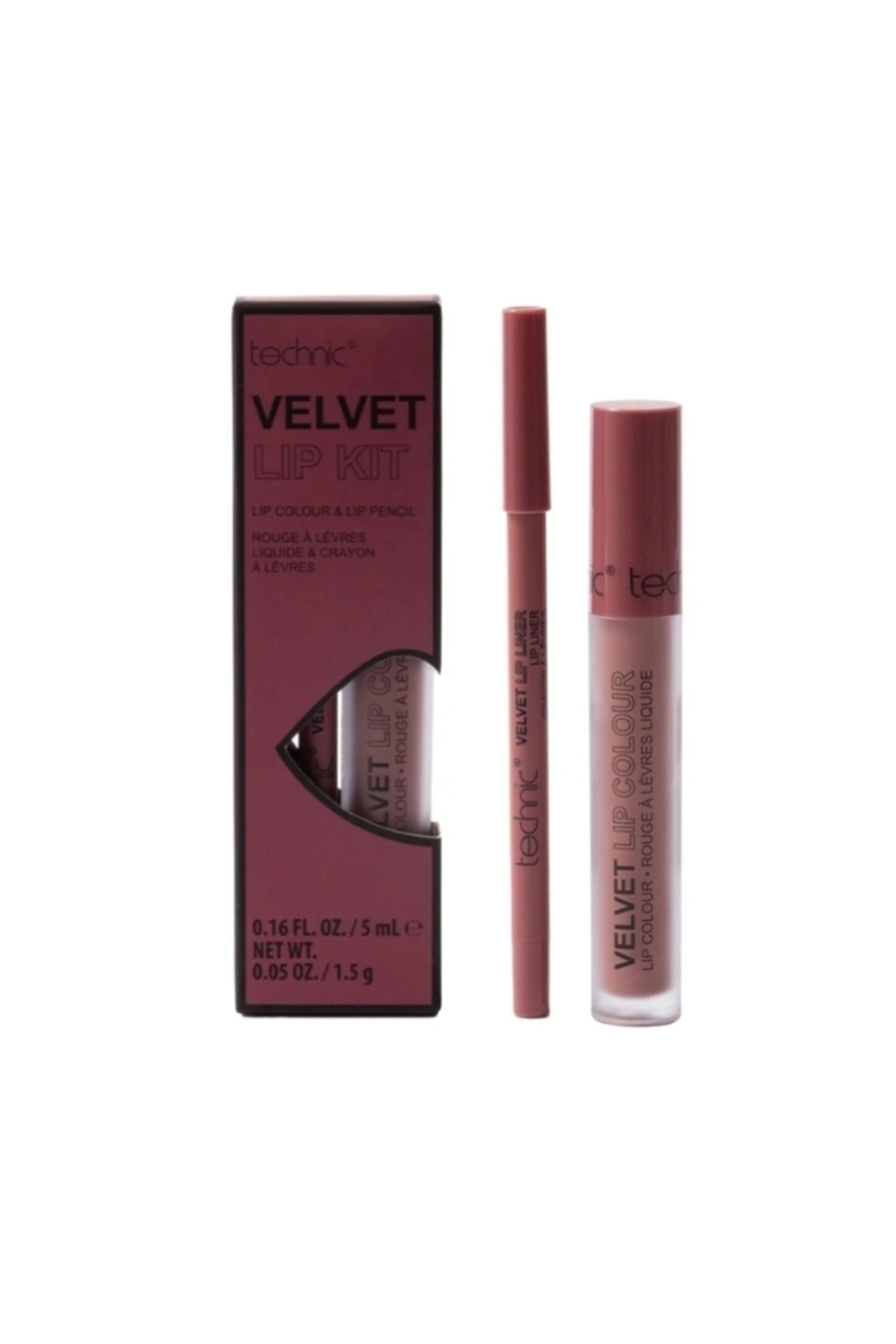 TECHNIC Velvet Lip Kit Makyaj Seti Cinder Rose (Dudak Kalemi+Ruj)