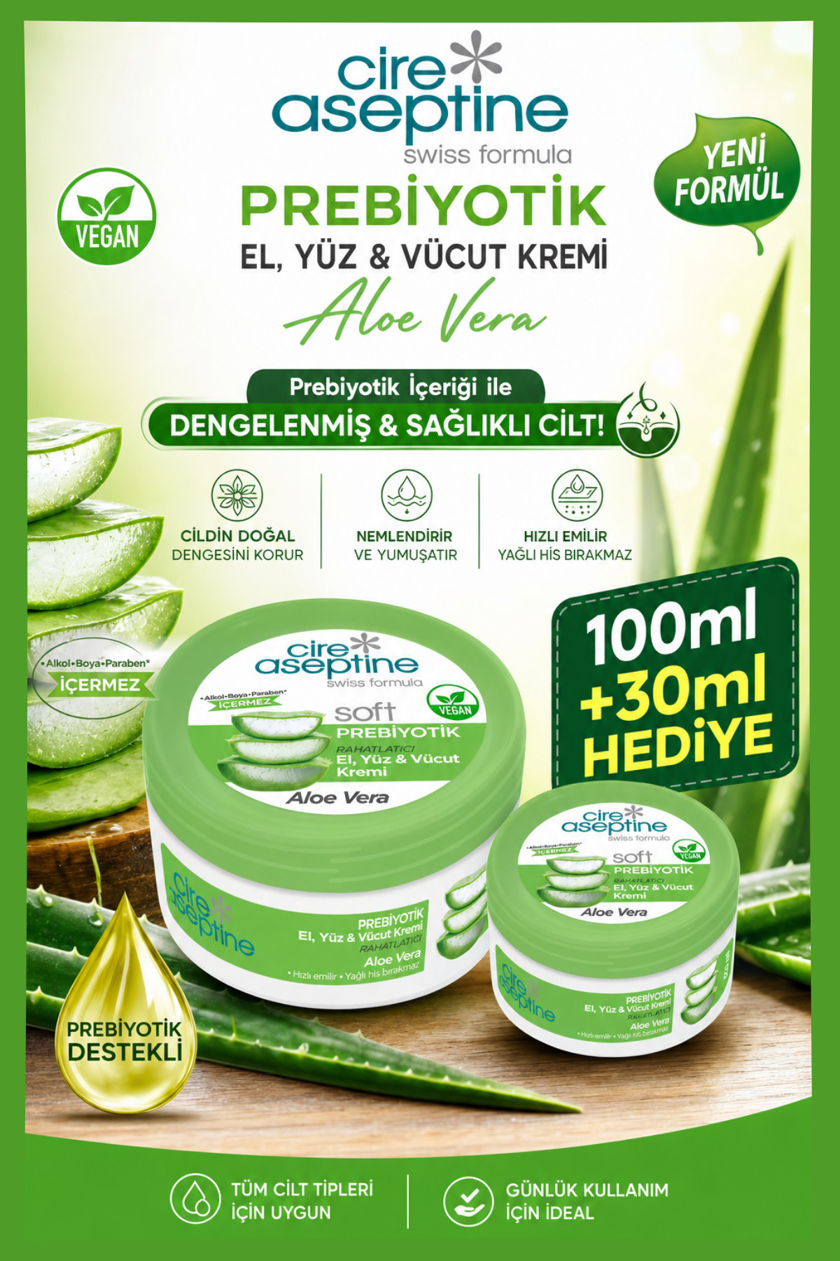 CIRE ASEPTINE Aloe Vera Krem 100+ 30ml Rahatlatıcı
