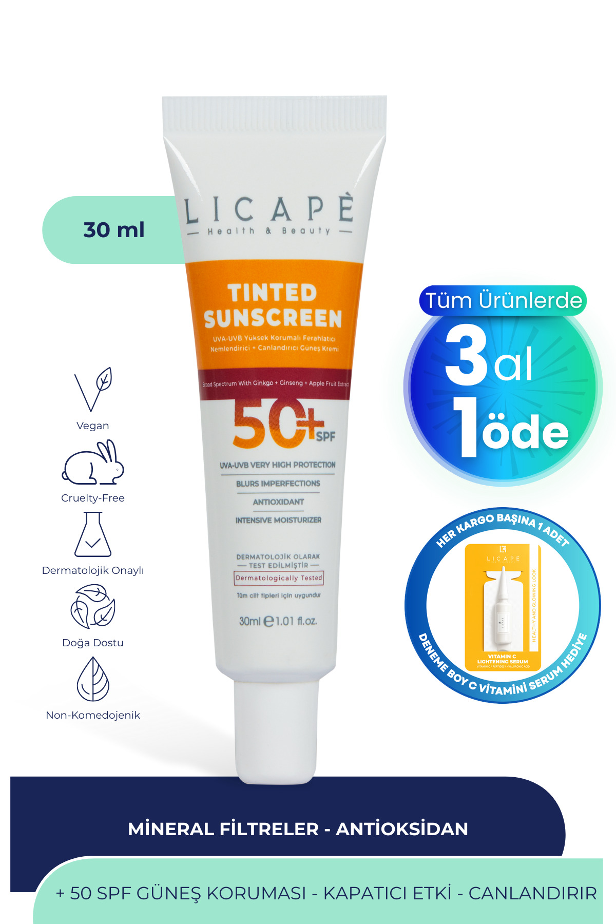 Licape Yüksek Koruma Tinted (KAPATICI) 50 Spf Güneş Kremi