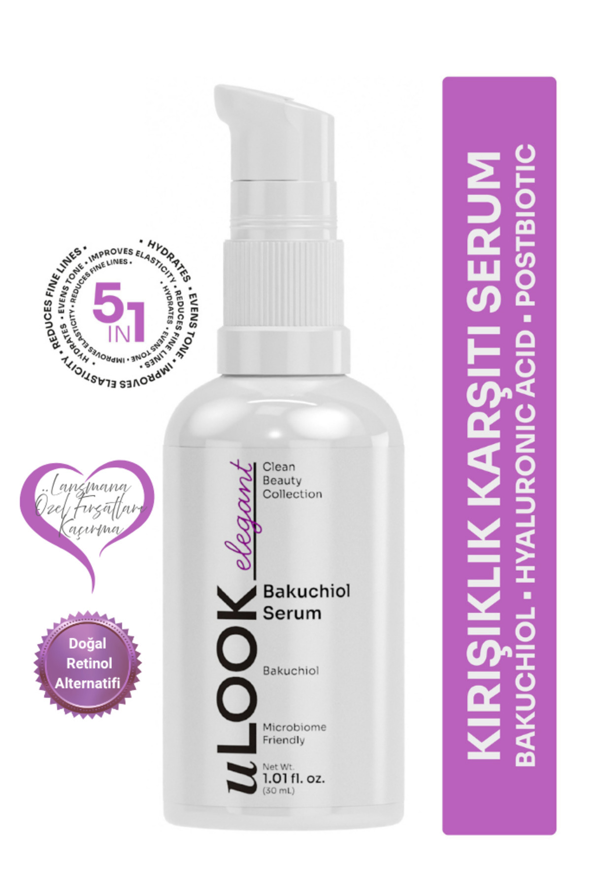 uLOOK Kırışıklık Karşıtı Bakuchiol Serum | Doğal Retinol Alternatifi Yaşlanma Karşıtı Bakım | 30 ml