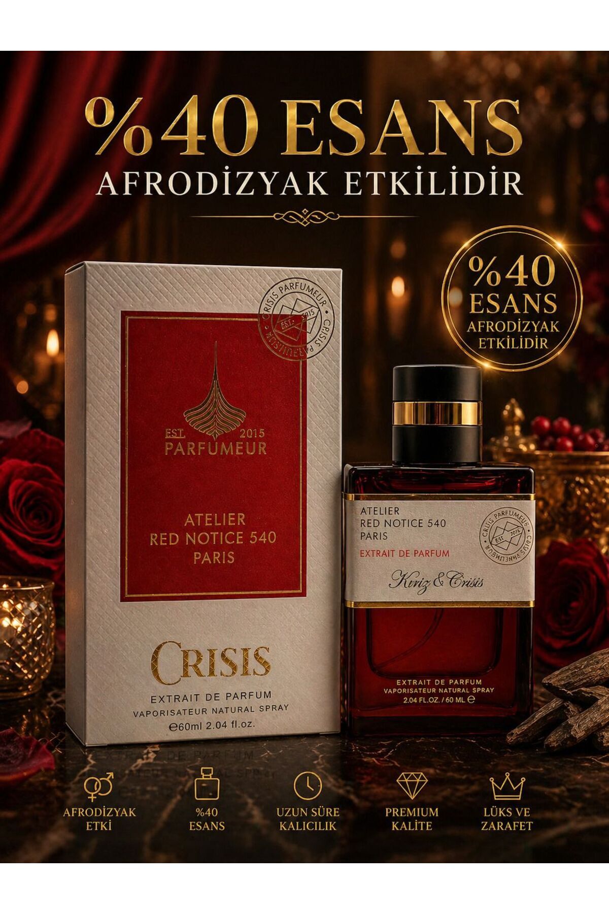 CRISIS Maison Paris Bacarat Rouge 540 Özel Seri Uzun Süre Kalıcı Unisex Parfüm 60 Ml Edp