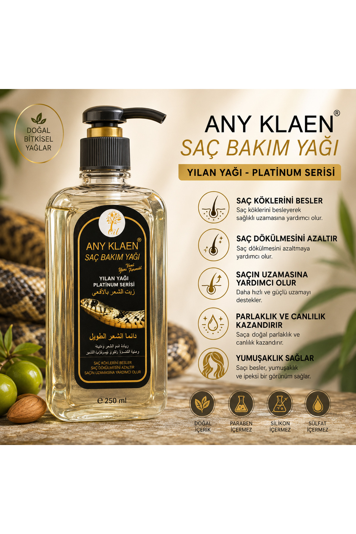 Lesvip's Any Klaen Snake Oil Saç Bakım Yağı – Saç Uzatma ve Besleyici Bakım