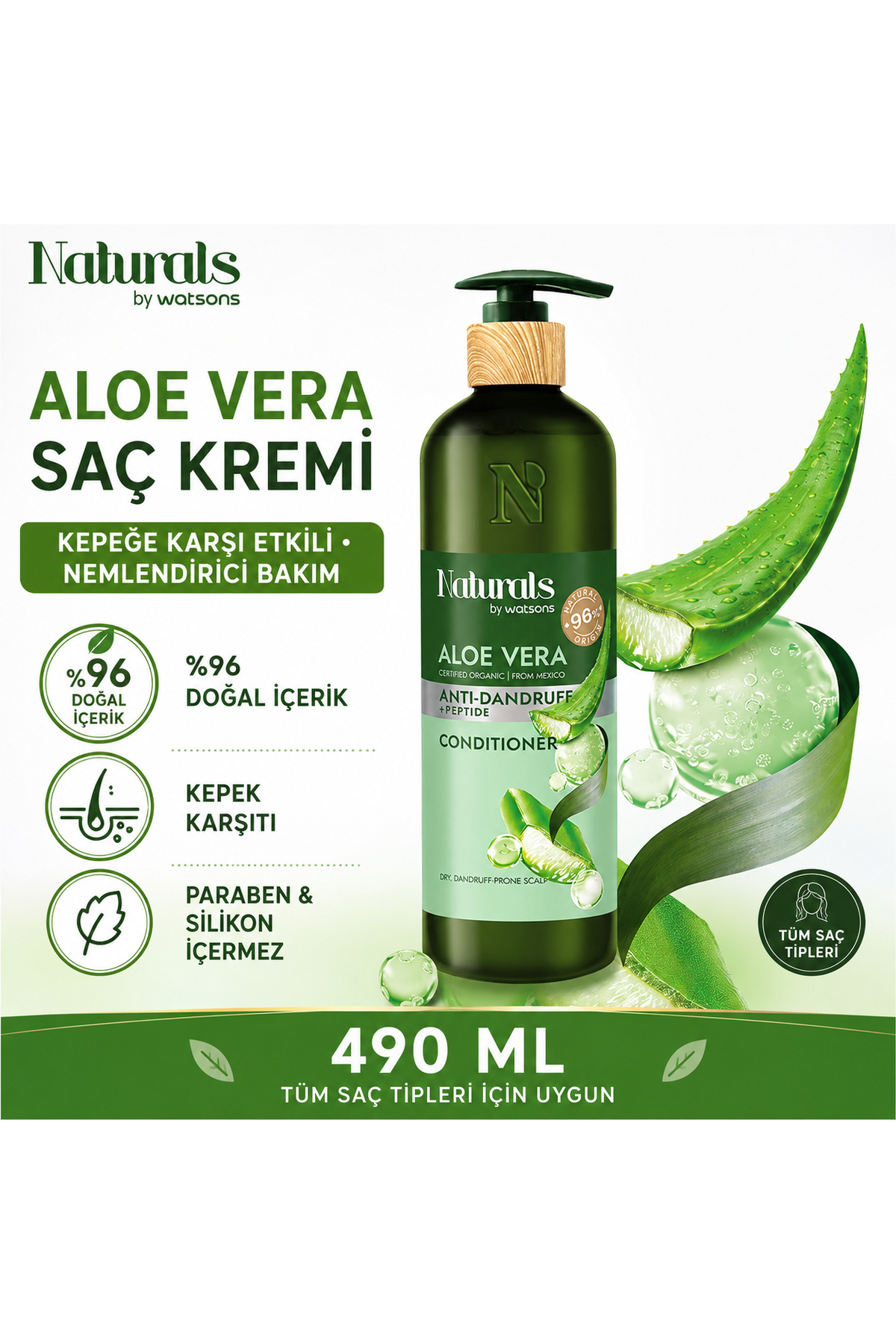 Naturals By Watsons Şampuan Aloe Vera 490 ml