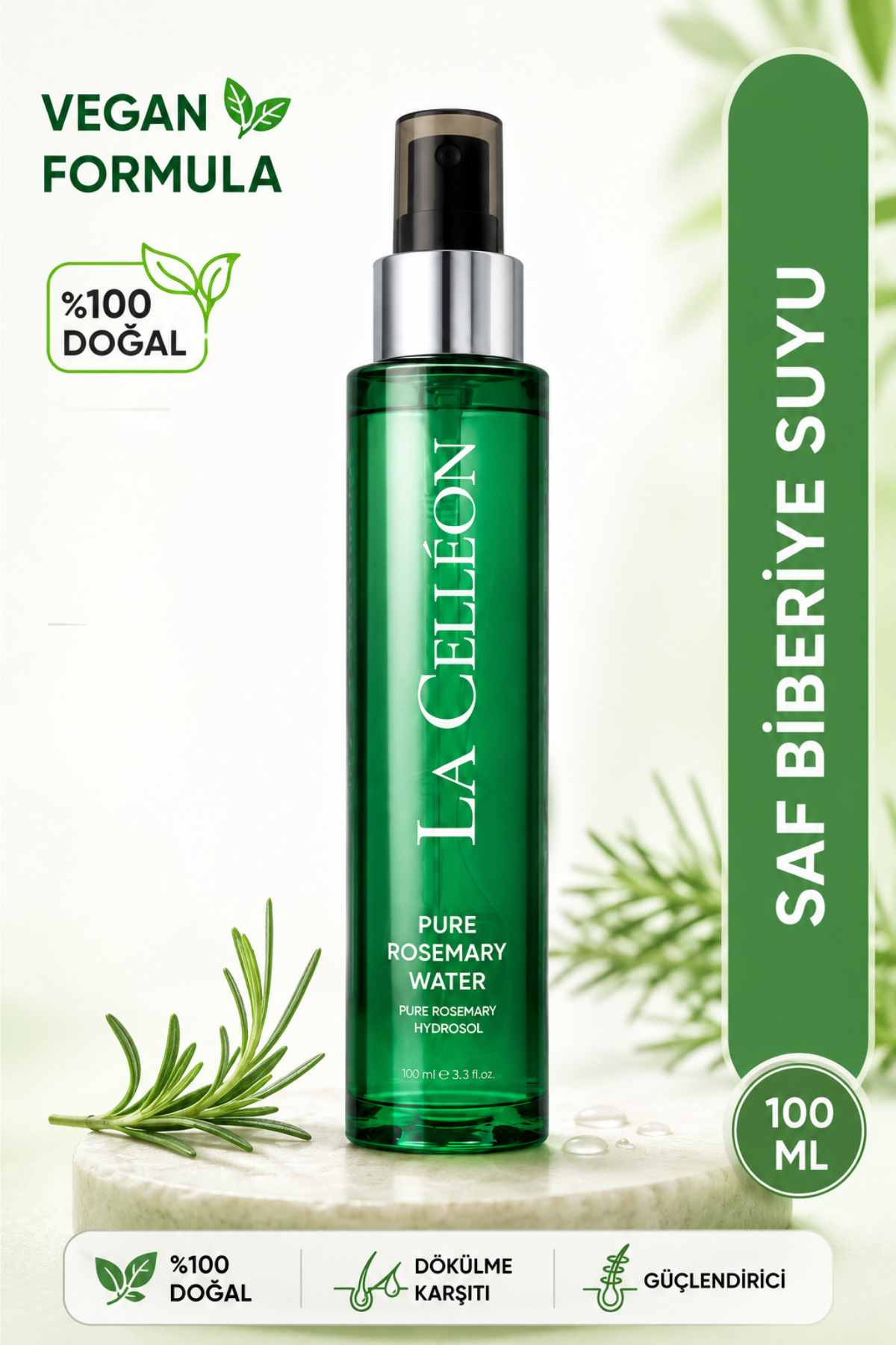 la celleon %100 Doğal Biberiye Suyu Saç Toniği 100 ml | Dökülme Karşıtı Saç Bakımı