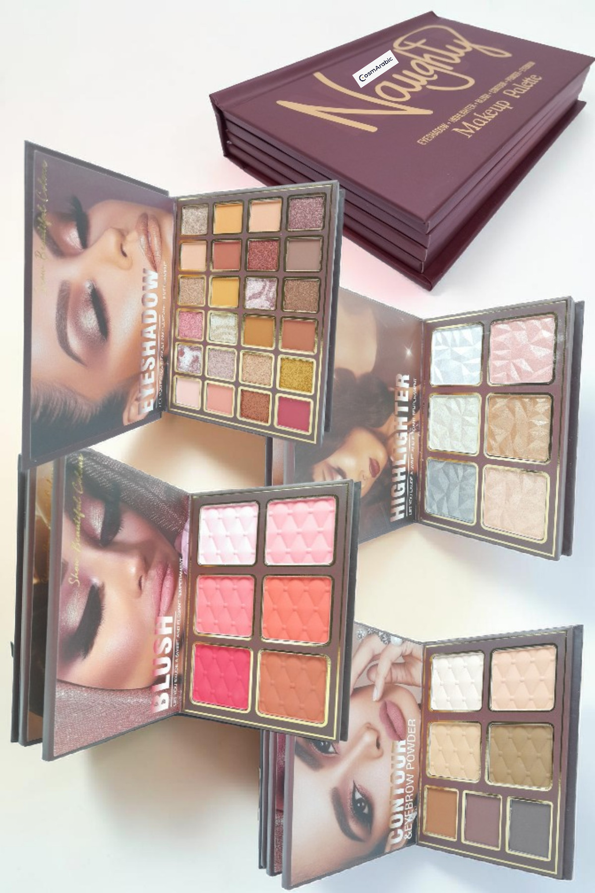 CosmArabic Göz Farı Highlighter Allık Kontür Pudra Bronzer İçeren 43 'lü Kitap Model Makyaj Kiti