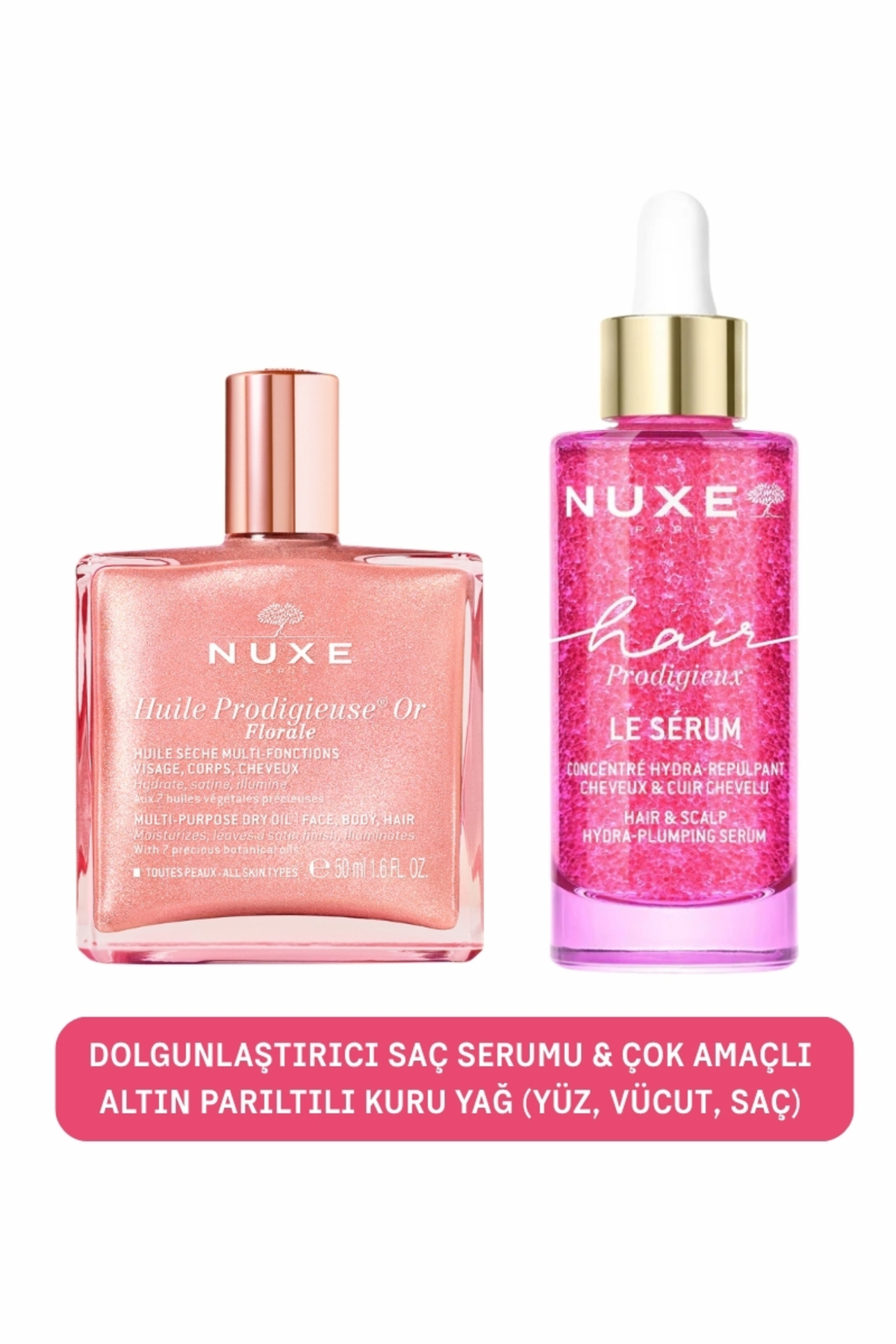 Nuxe Dolgunlaştırıcı Saç Serumu & Çok Amaçlı Altın Parıltılı Kuru Yağ ( Yüz, Vücut, Saç )