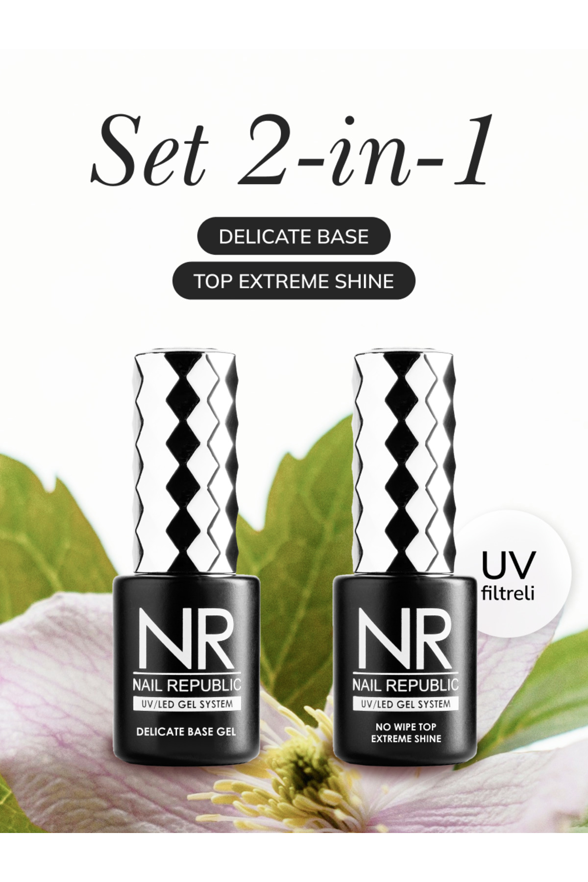 Nail Republic Kalıcı Oje Seti Delicate Base & Top Extreme Shine - Hassas Tırnaklar İçin Koruyucu Set