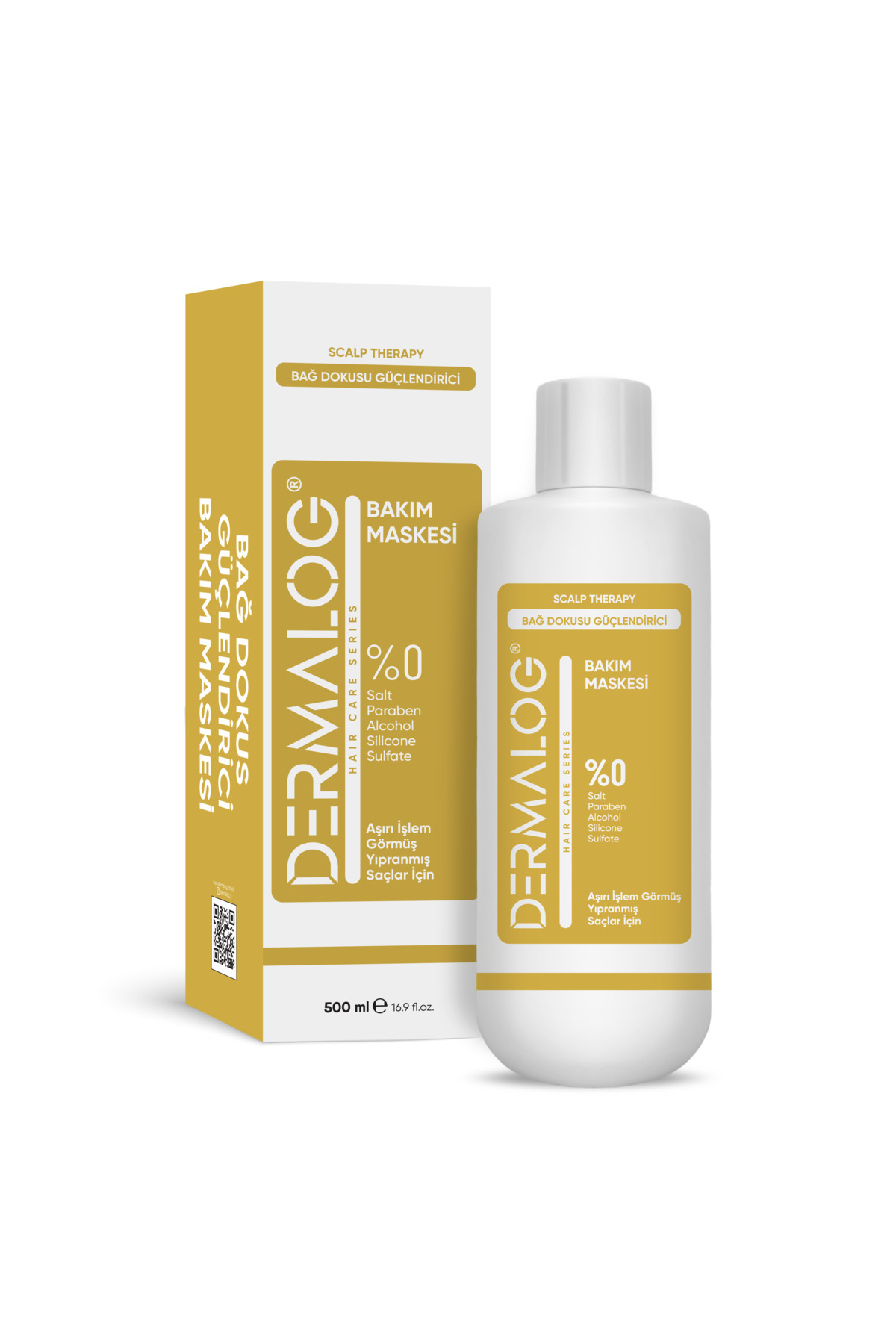 DERMALOG Yanmış Yıpranmış Saçlar Için Pürüzsüzleştirici & Onarıcı Bağ Dokusu Güçlendirici Saç Maskesi 500 ml