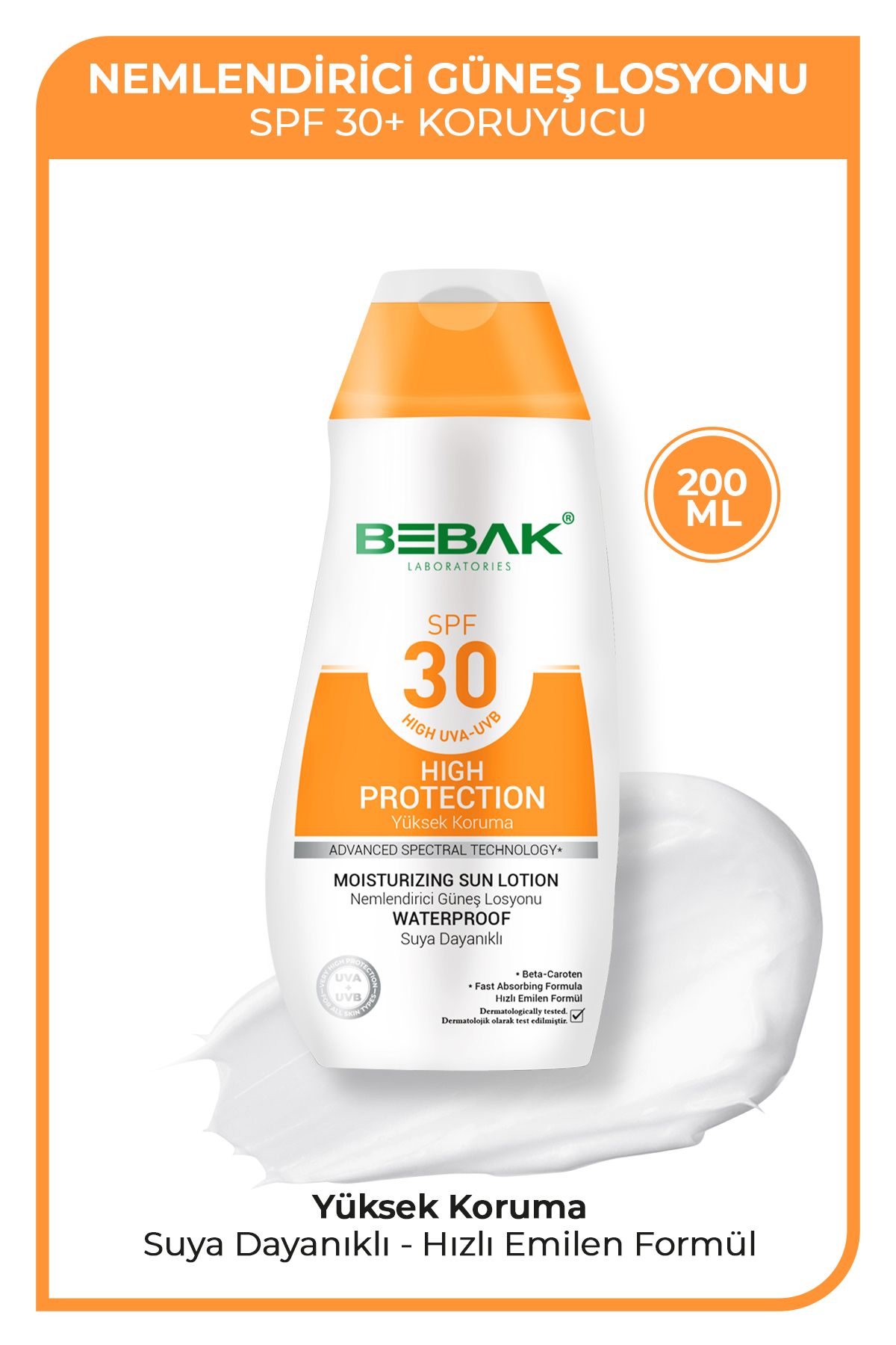 Bebak Nemlendirici Güneş Losyonu 30+ Spf 200 ml
