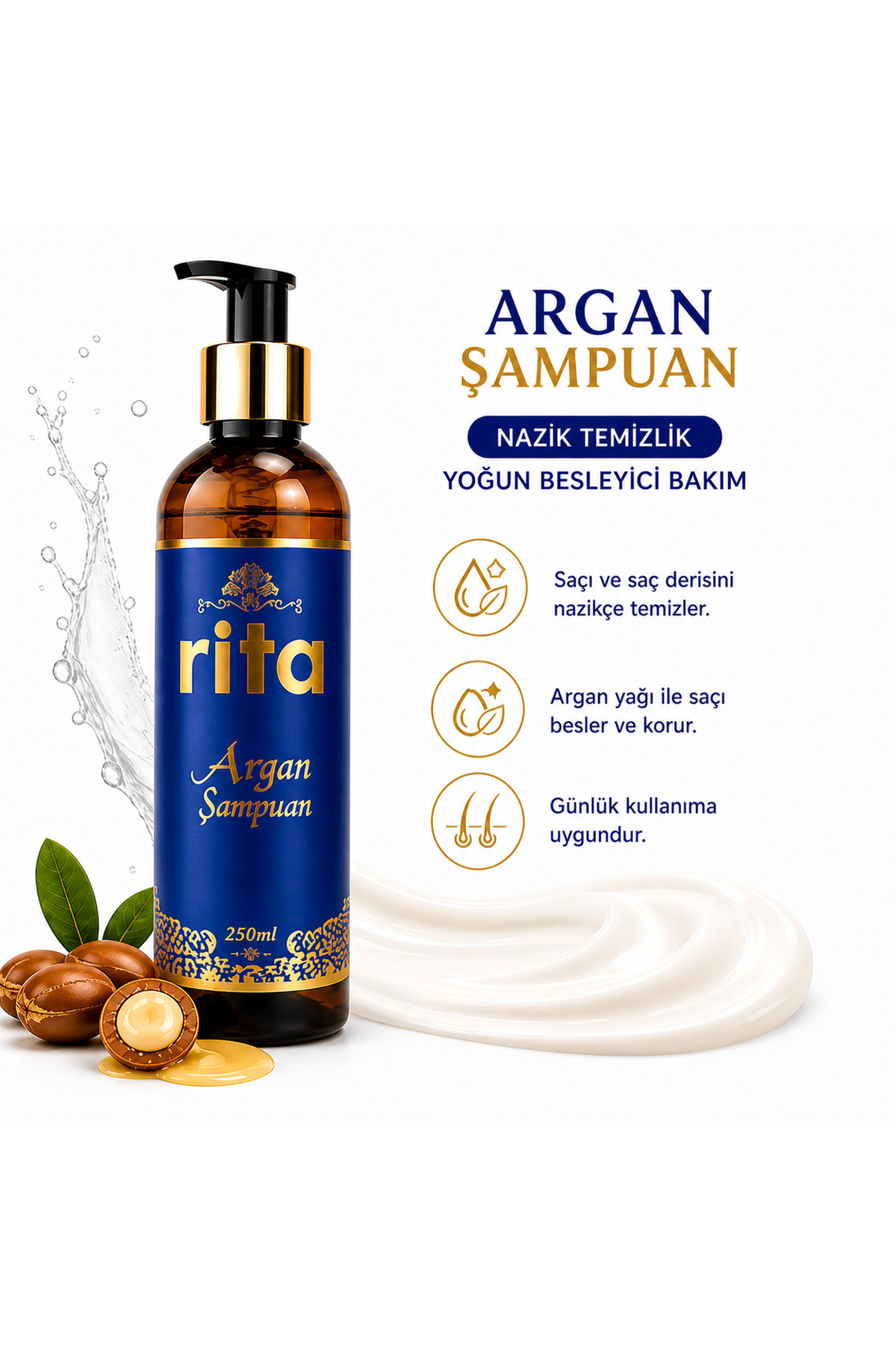 Rita Cosmeticlab Argan Yağlı Şampuan 250 ml Besleyici Saç Bakım Şampuanı