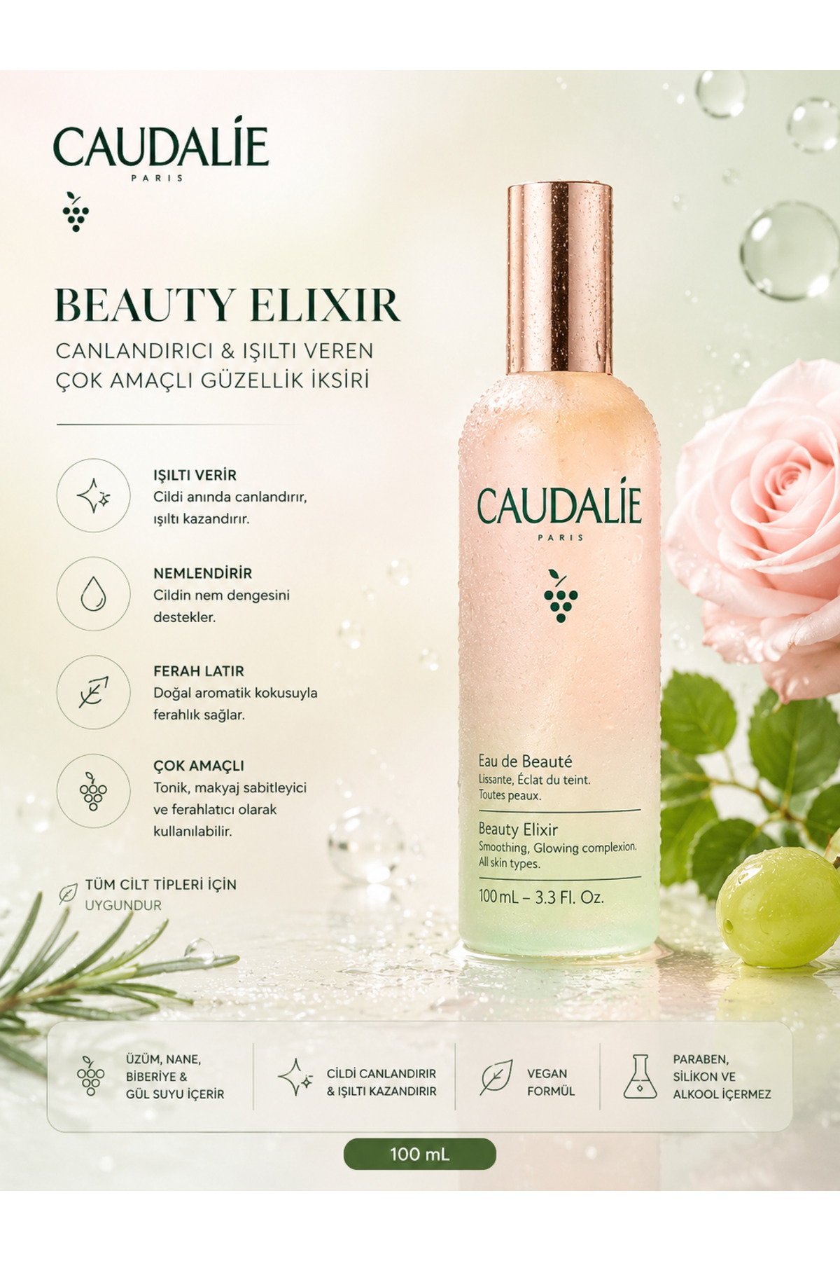 Caudalie Beauty Elixir Aromatik Kokuya Sahip Canlandırıcı, Işıltı Veren Çok Amaçlı Bakım Güzellik İksiri 100ml