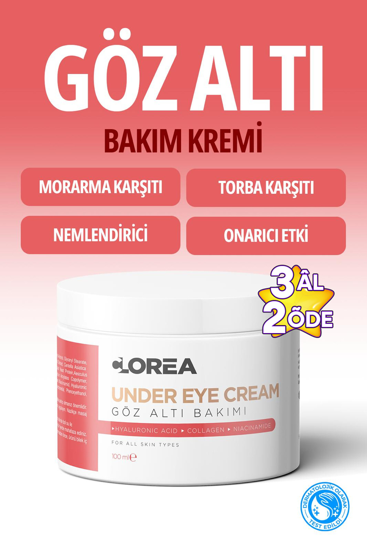 Clorea Göz Altı Torbası, Göz Çevresi Morluk Ve Ince Çizgi Karşıtı, Aydınlatıcı Gözaltı Bakım Kremi 100ml