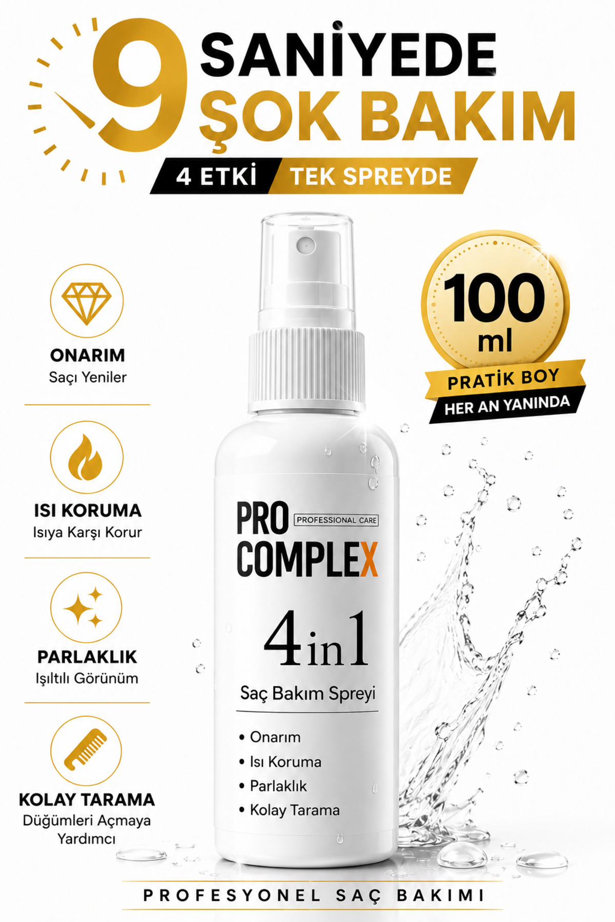 GROVİNG HAİR all in one 4in1 Durulanmaz Saç Bakım Spreyi 100ml Onarıcı, Parlaklık Veren Saç Düzleştirici Etkili