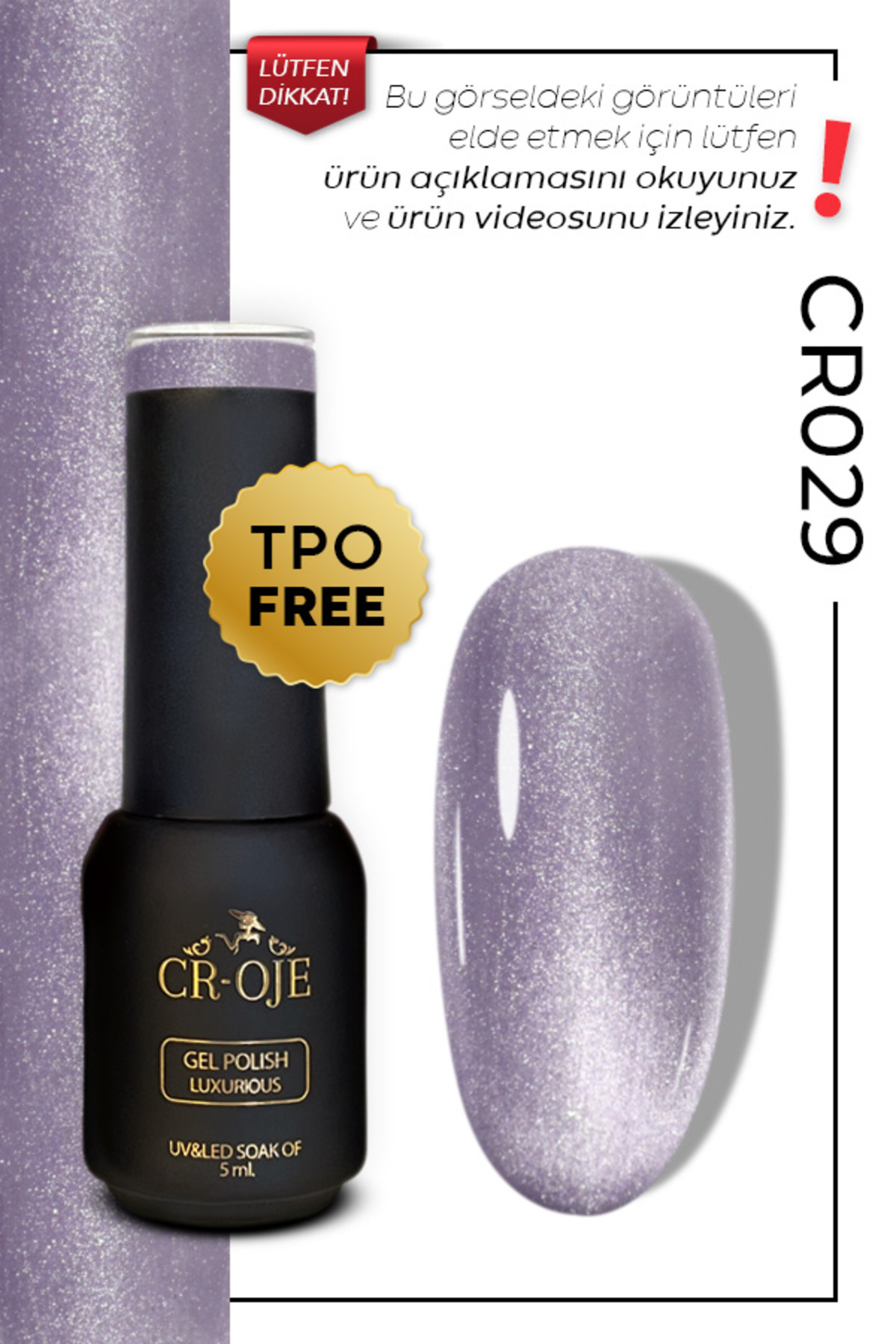 CROJE KALICI OJE Kalıcı Oje Korean Cat Eye Kristal Efektli Manyetik Cat Eye / Kedi Gözü-CR029 (5 ML)
