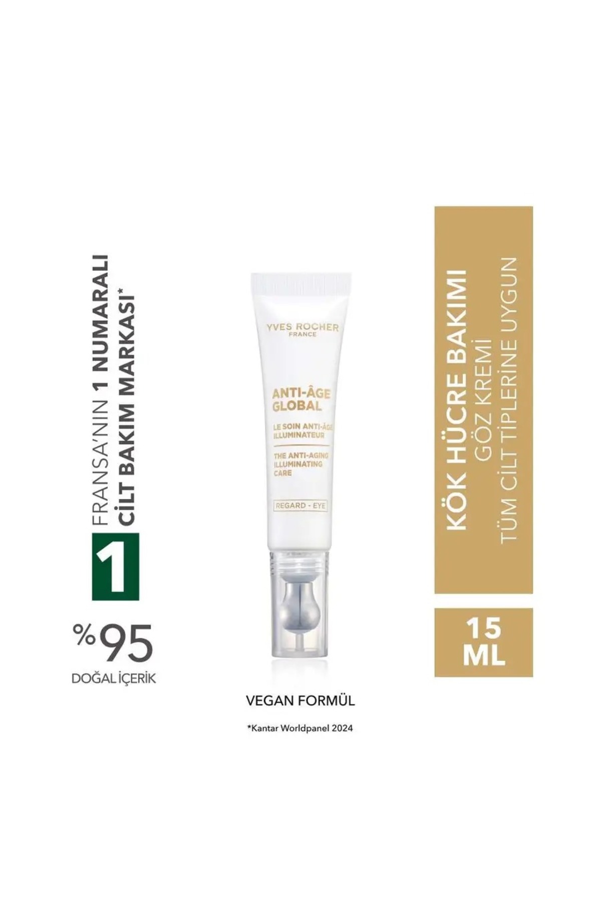 Yves Rocher Göz Kremi-Kafein&E Vitamini-Yaşlanma Karşıtı Bitki Kök Hücre Bakım Anti Age Global