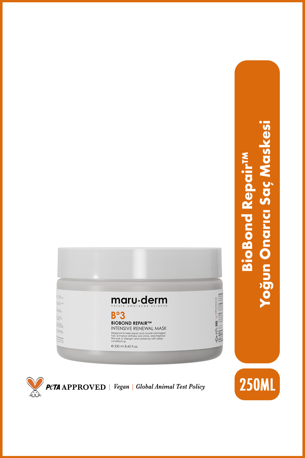 Maru.Derm BioBond Repair™ Yoğun Onarıcı Saç Maskesi – Hasar Onarıcı Keratin & Bağ Güçlendirici 250 ML