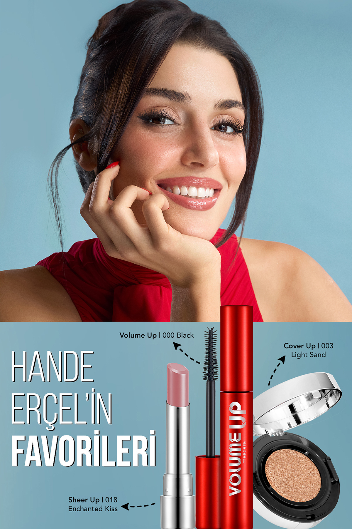 Flormar Hande Erçel'in Favorileri: Sheer Up Ruj, Volume Up Maskara, Cover Up Cushion Makyaj Seti