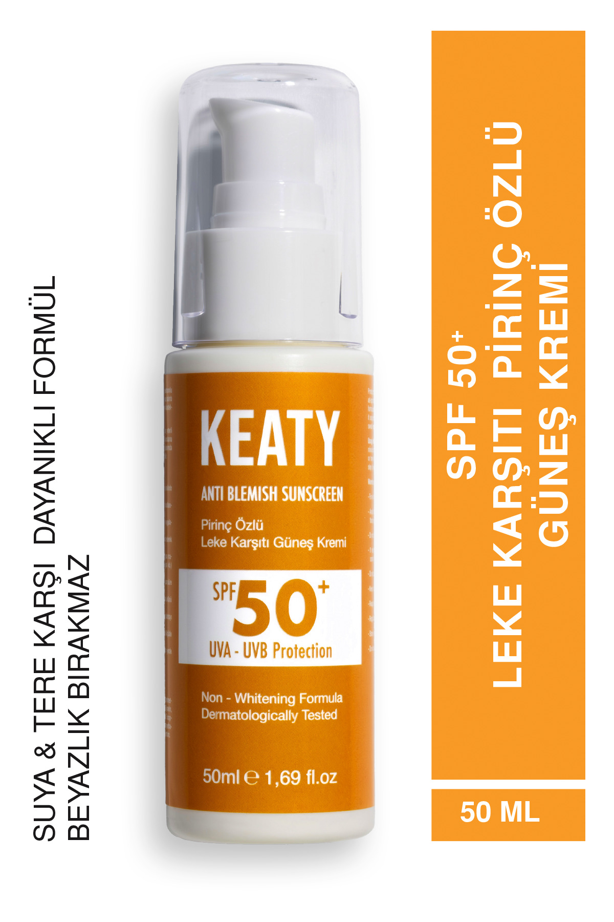 KEATY SPF 50+ Güneş Kremi | Pirinç Özlü Leke Karşıtı | Suya ve Tere Dayanıklı Formül