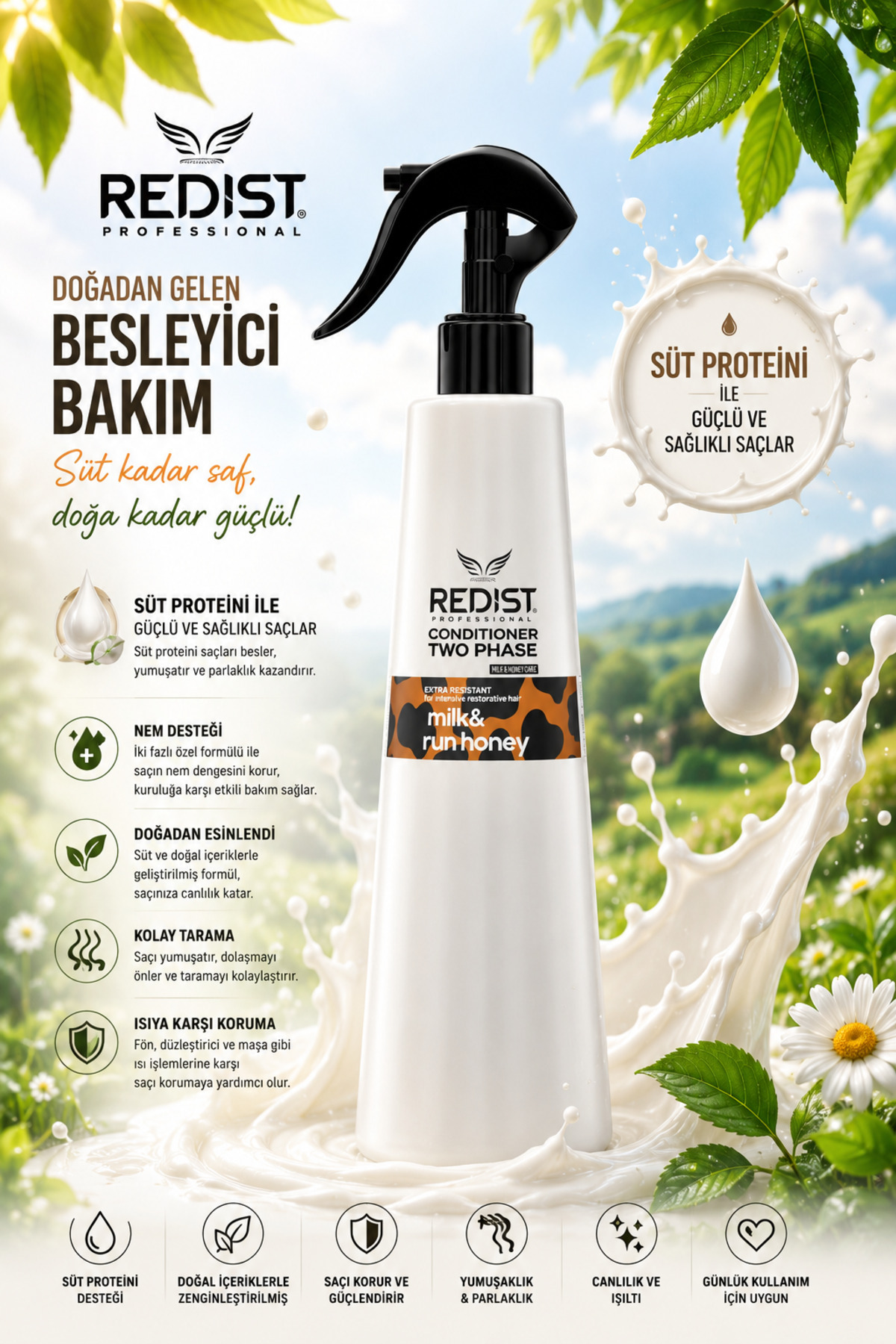 Redist Saç Sütü 400 ml Milk & Honey – Nemlendirici Ve Parlaklık Veren Saç Bakımı