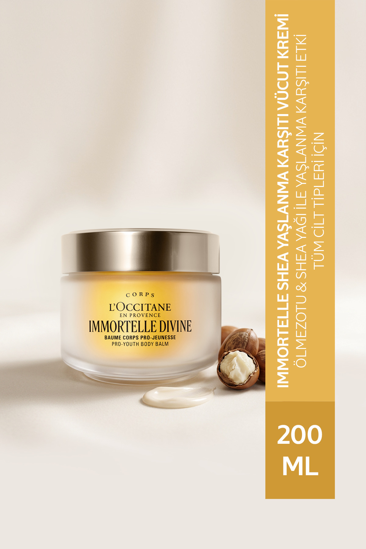 L'Occitane Immortelle Shea Yaşlanma Karşıtı Vücut Kremi, Ölmezotu ve Shea Yağı İçeren, 200 ml