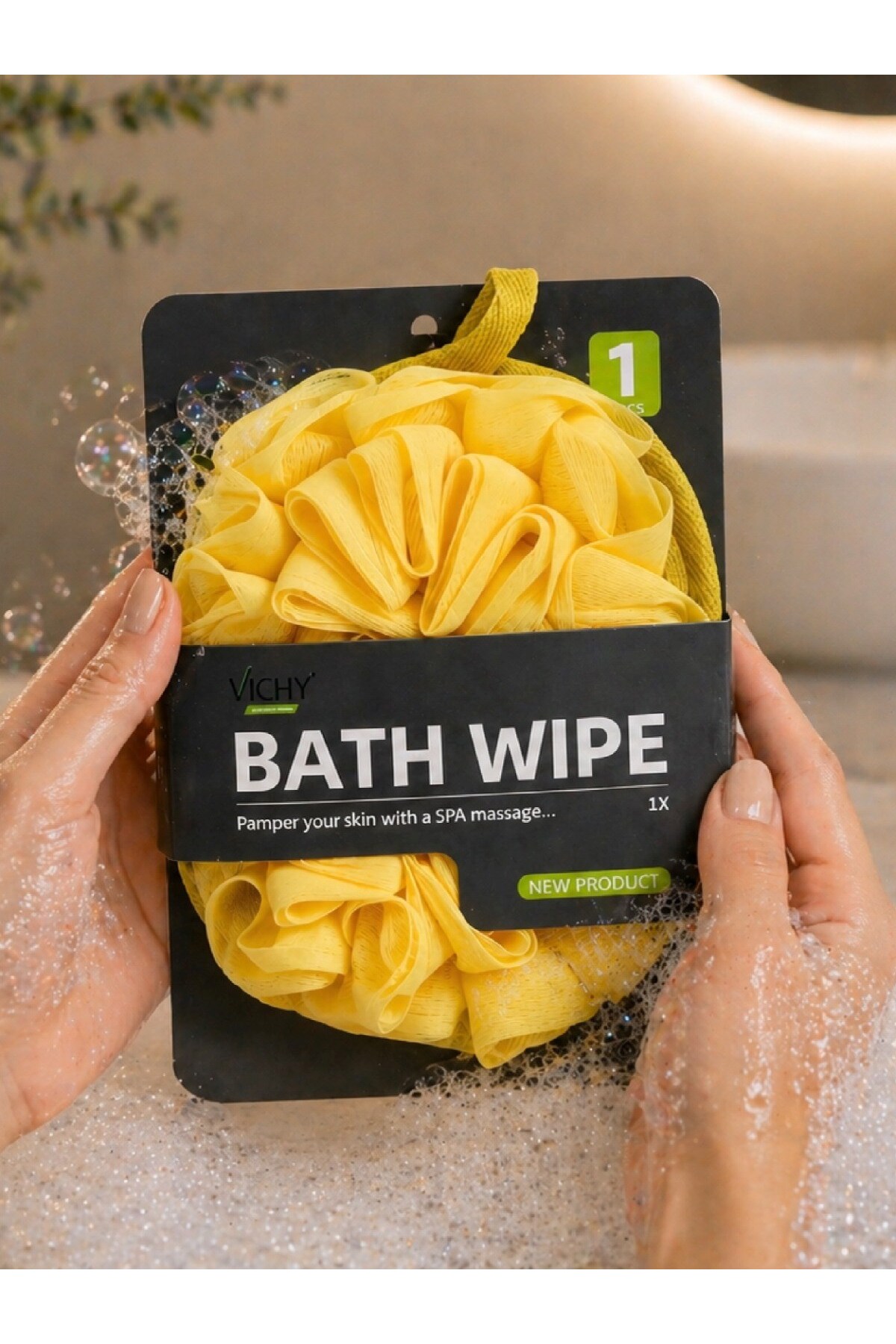 Vichy Banyo Lif Süngeri Body Scrubber Köpük Artırıcı Duş Lifi Vücut Temizleme VCHY-7002 SARI