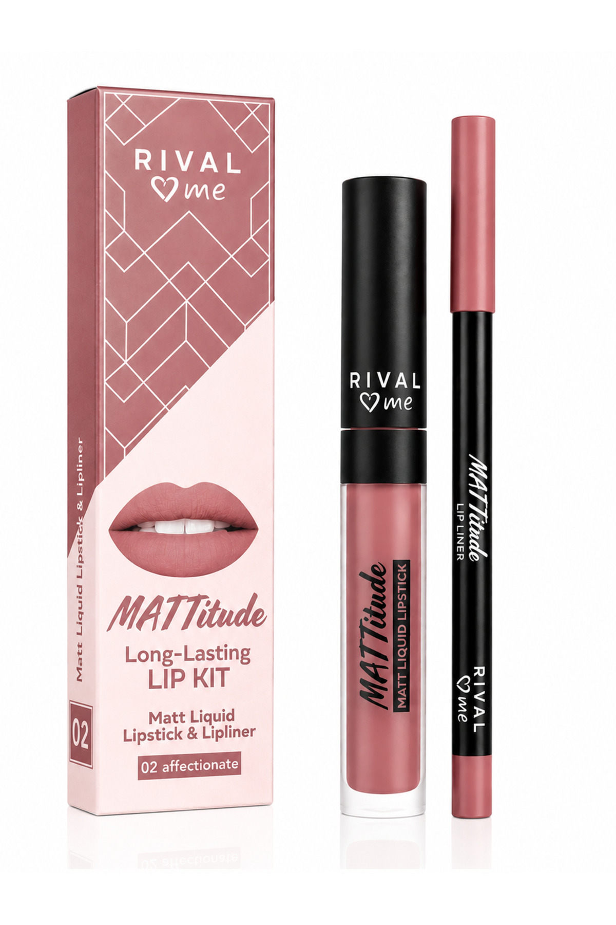 Rival Loves Me MATTitude Long-Lasting Lip Kit 02 Affectionate Mat Ruj & Dudak Kalemi Seti