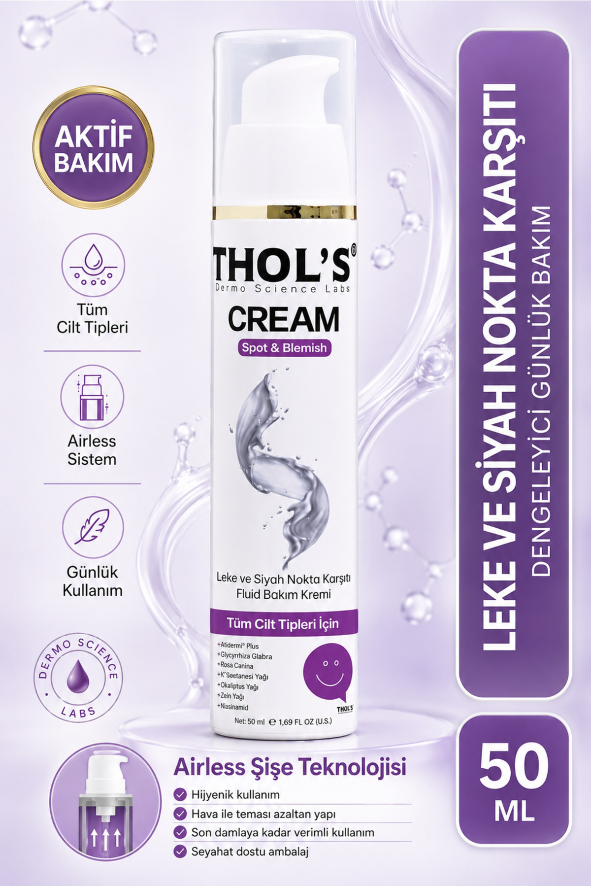 THOLS TB24 CREAM SPOT & BLEMISH LEKE VE SİYAH NOKTA KARŞITI CİLT TONU EŞİTLEYİCİ FLUID BAKIM KREMİ - 50 ML