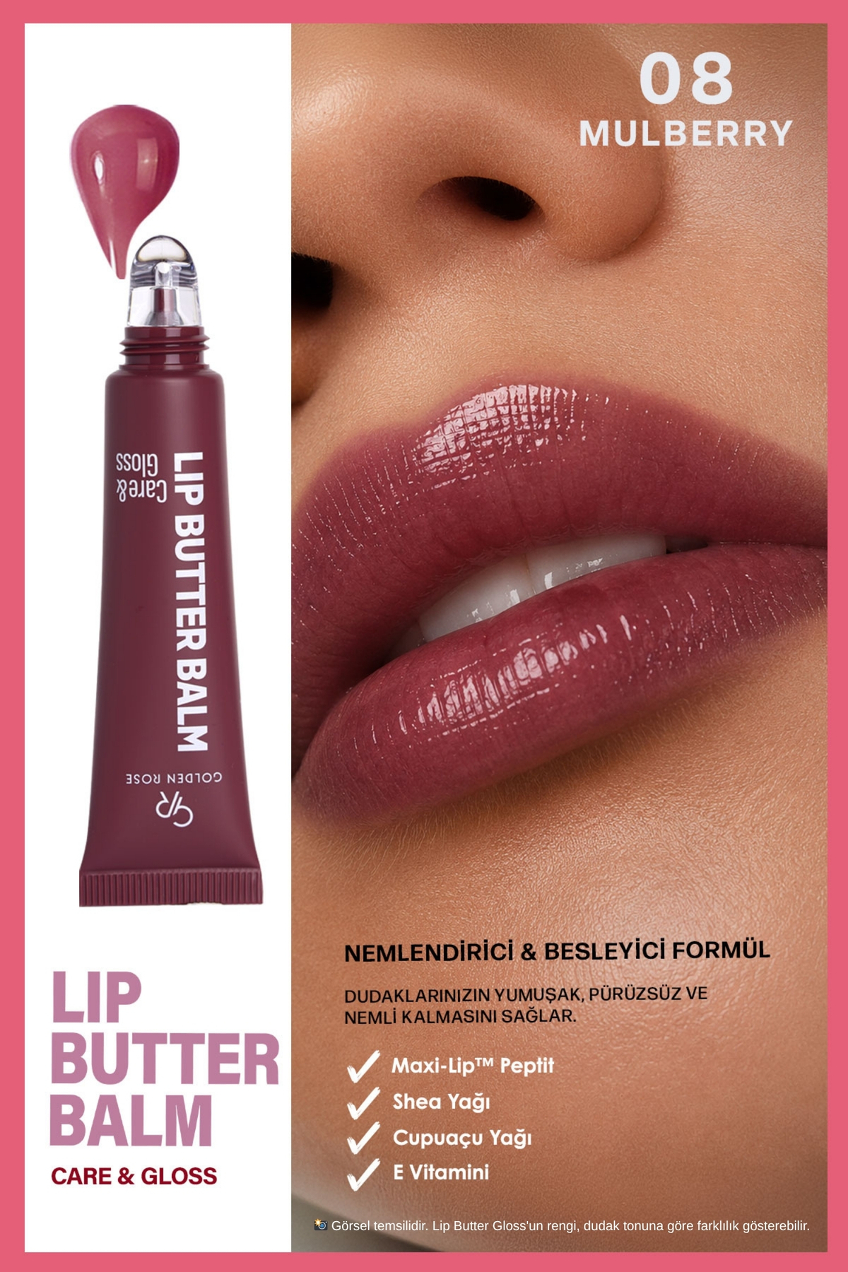 Golden Rose Lip Butter Balm No: 08 Mulberry - Nemlendirici ve Parlatıcı Dudak Balmı